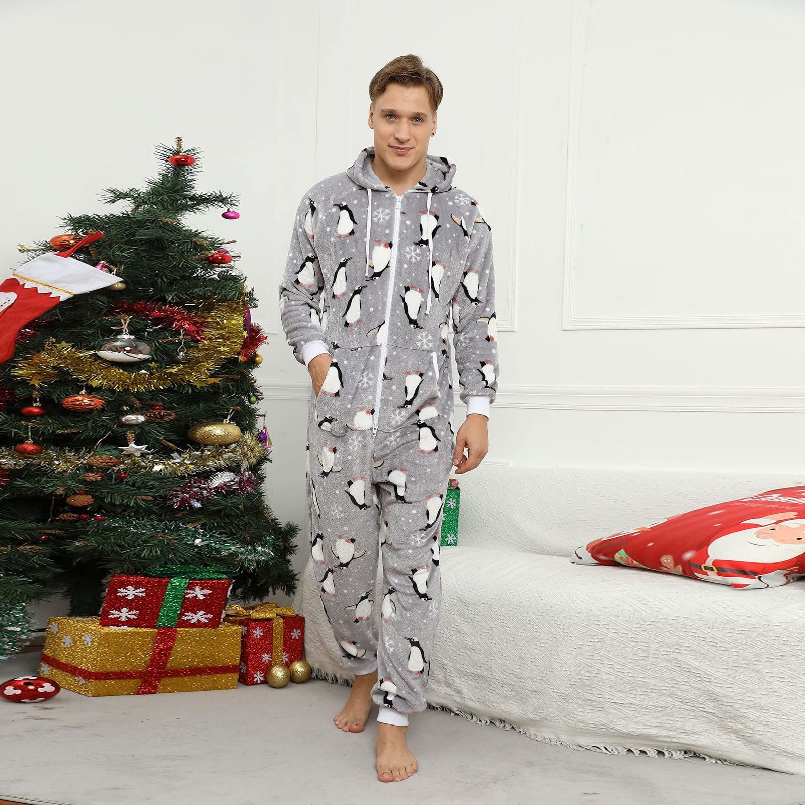 Genérico Pijama Hombre Invierno Pijama Hombre Polar Uso Diario Albornoz Oversize Unisex De Franela Gruesa Ideal para Uso En Casa Otoño Invierno