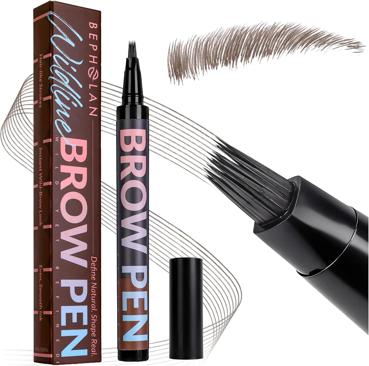 BEPHOLAN 4D Liquid Eyebrow Pen Waterproof hair-like strokes Dark Brown 33