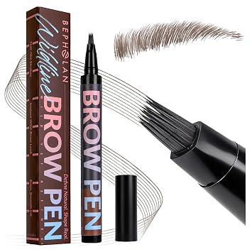BEPHOLAN 4D Liquid Eyebrow Pen, Waterproof Smudge Proof Brow Pencil, Long-Lasting Natural Hair-Like Strokes, Precise Brush Tip for Fuller & Defined Brows, Dark Brown