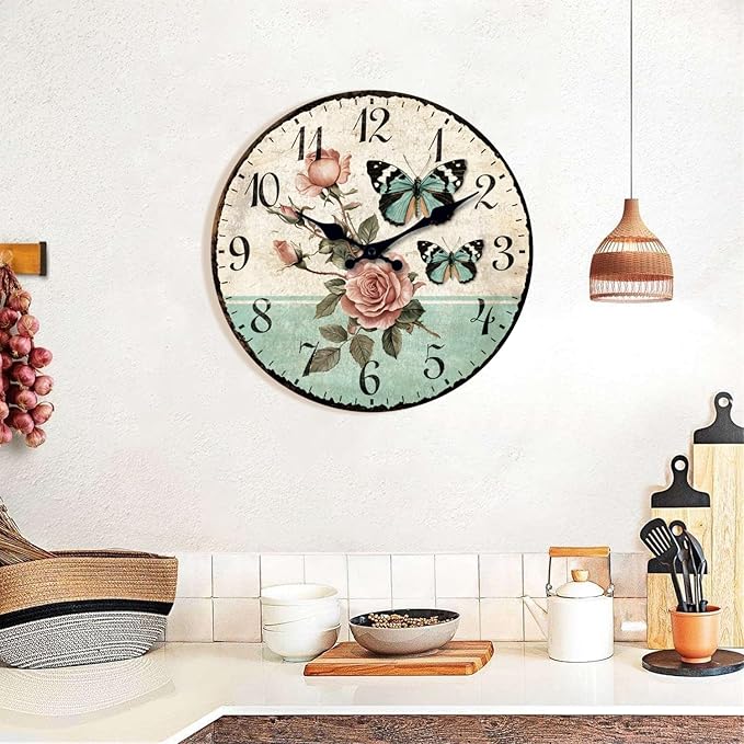 Reloj de Pared Vintage Floral XFM 10 Pulgadas Analógico Silencioso miniatura 6