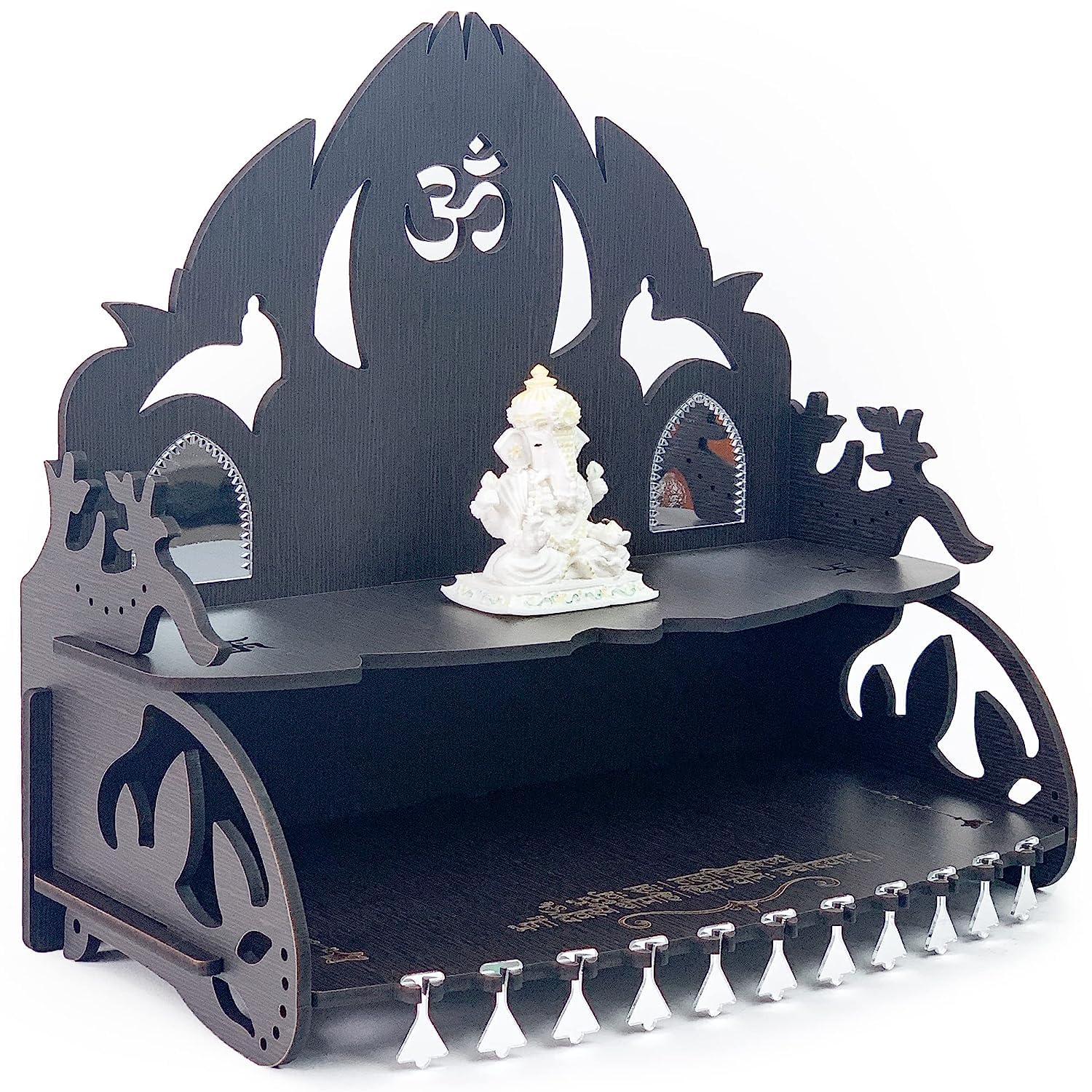Templo Ayodhya Ram Mandir de madera tallada MDF negro acabado premium para altar