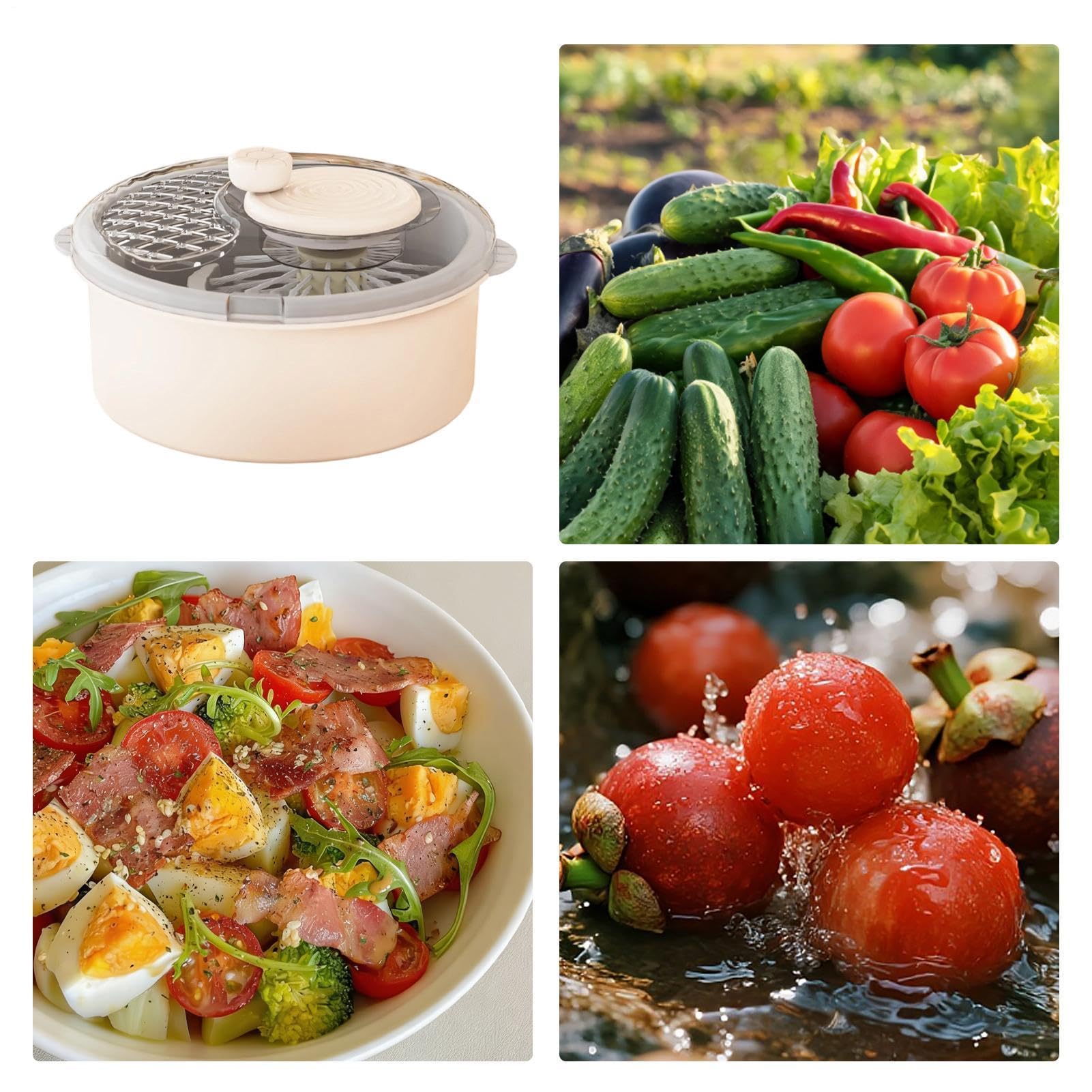 Gran centrifugadora de ensaladas Purificador multiusos, limpieza manual y | Limpiador De Frutas y Verduras Para Productos Bayas Uvas Alimentos Granos Hogar Cocina Camping Cocinar