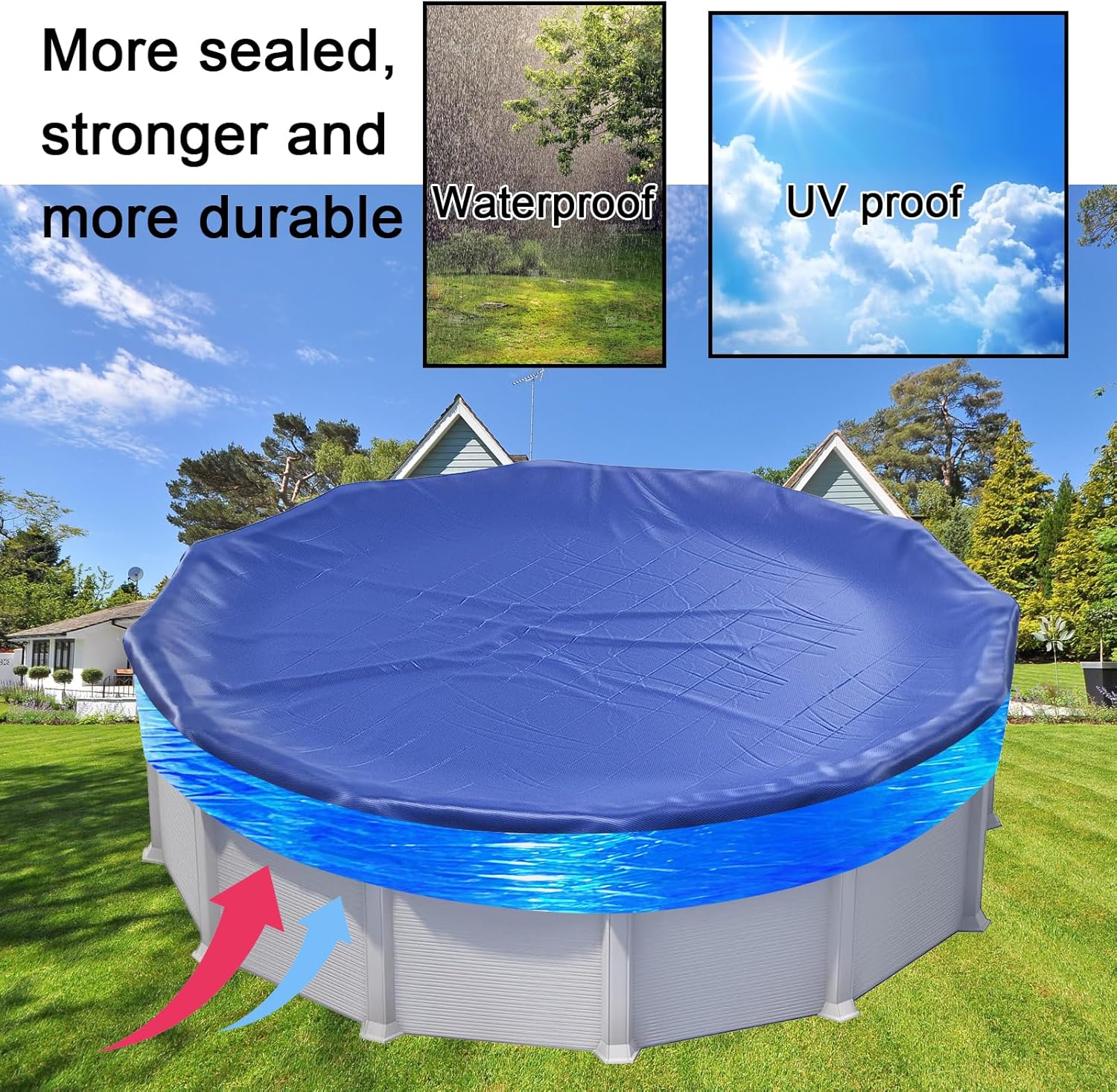 Winter Pool Cover Seal Wrap 1200ft for Above Ground Pools - Windproof Stretchable Cover Sealer for Keep Pool Clean - Blue (1200FT)