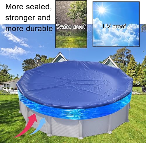 Miniatura 6 de Cubierta de sellado de piscina de invierno de 500 pies para piscinas sobre el suelo, sellador de cubierta elástica a prueba de viento para mantener