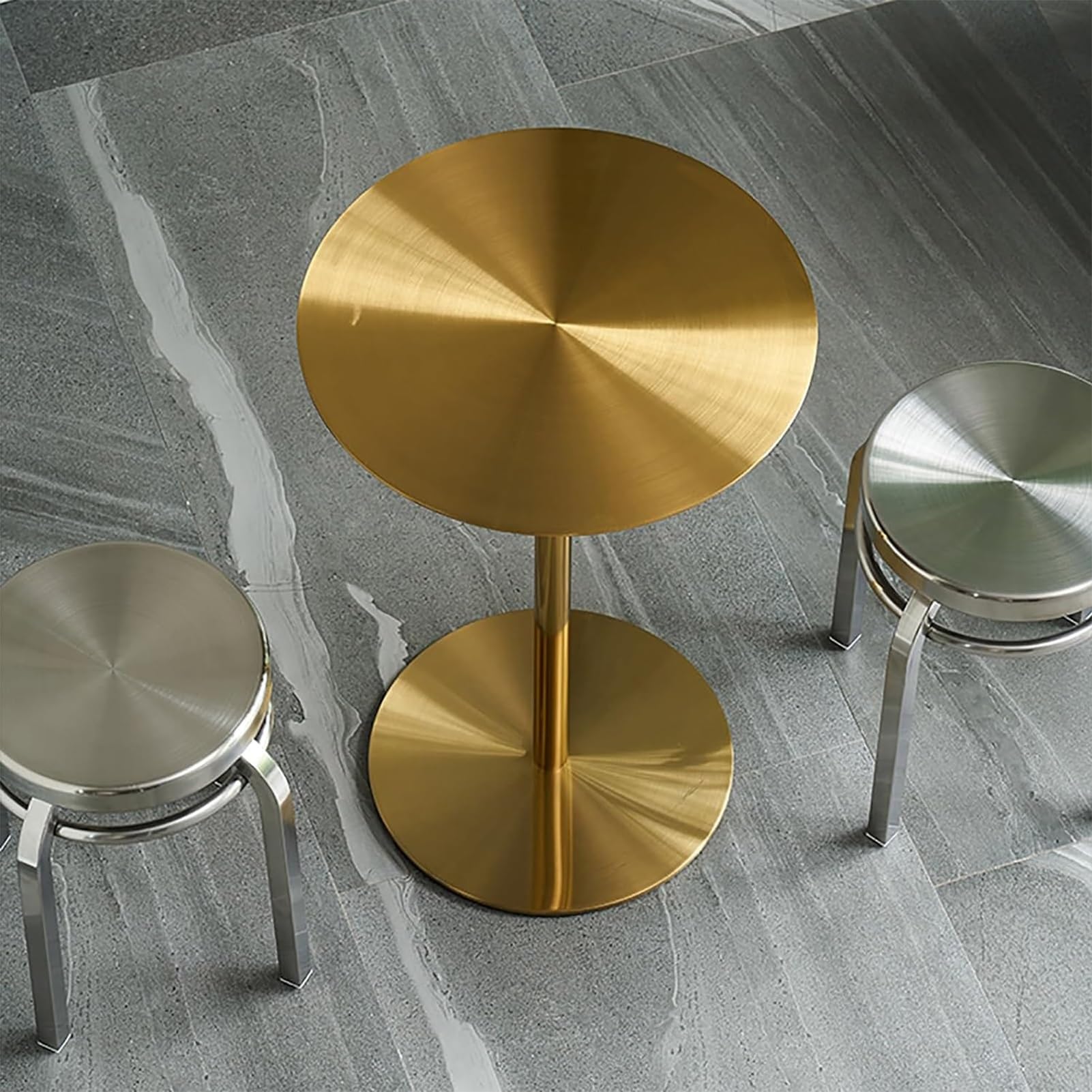 Runder Beistelltisch Goldener Couchtisch, Edelstahl-Bartisch Cocktail-Bistrotisch Esstisch für Küche Wohnzimmer Schlafzimmer Balkon (Size : 60x60x75cm)