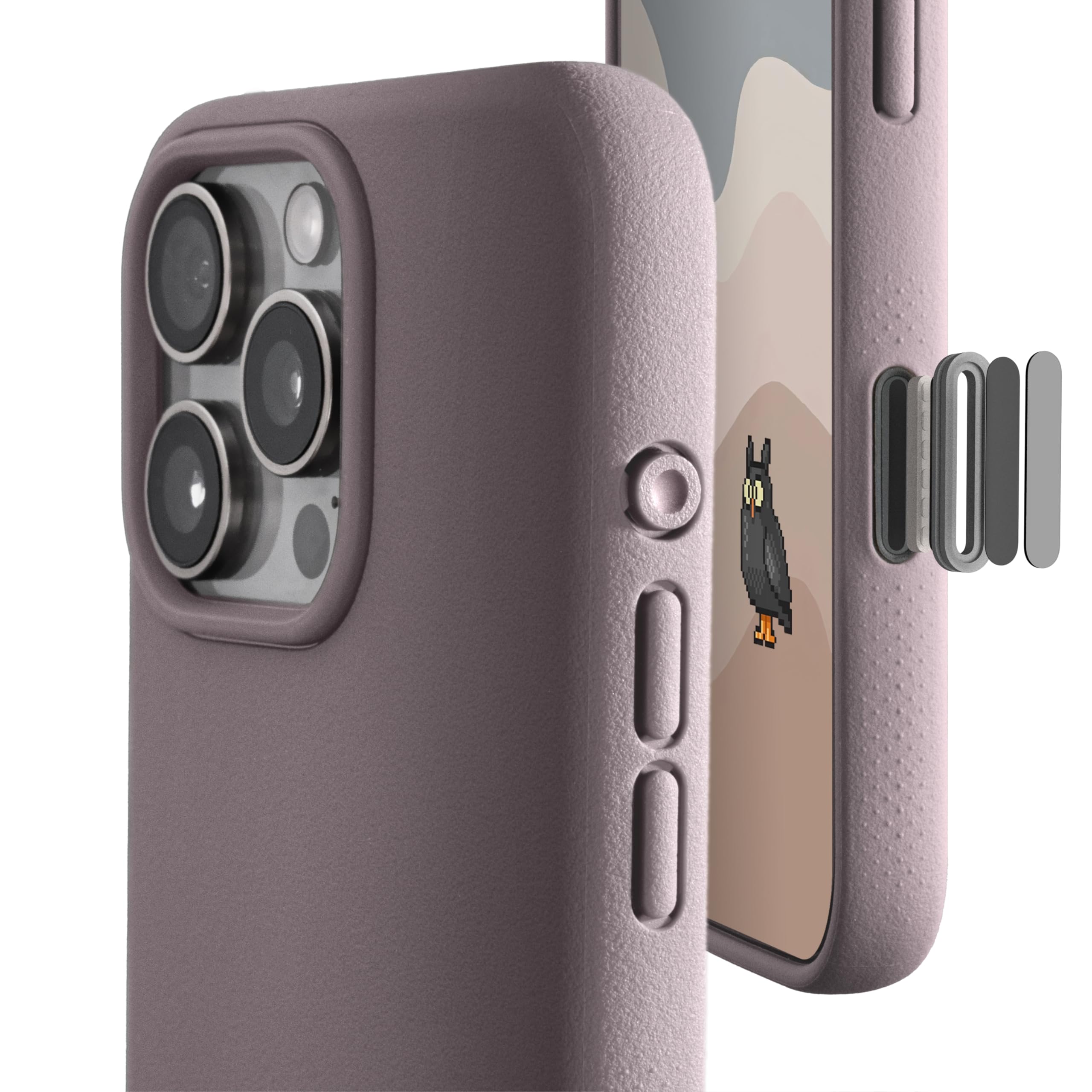TineeOwl for iPhone 16 Pro Magnetic Case, Camera Control Button, Compatible with MagSafe, TPU, Minimalist, Slim/Thin, Grippy - Dune Series (Dusty Lilac, iPhone 16 Pro)