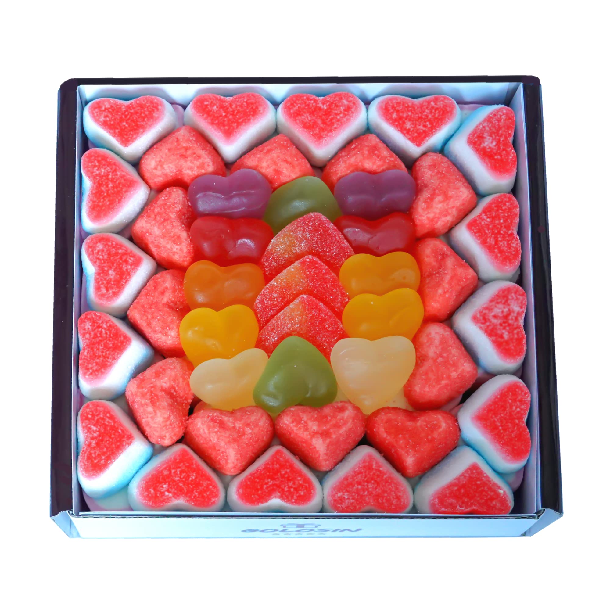 Regalo Original. Golosinas con Formas de Corazones en una Elegante Caja para Regalar.