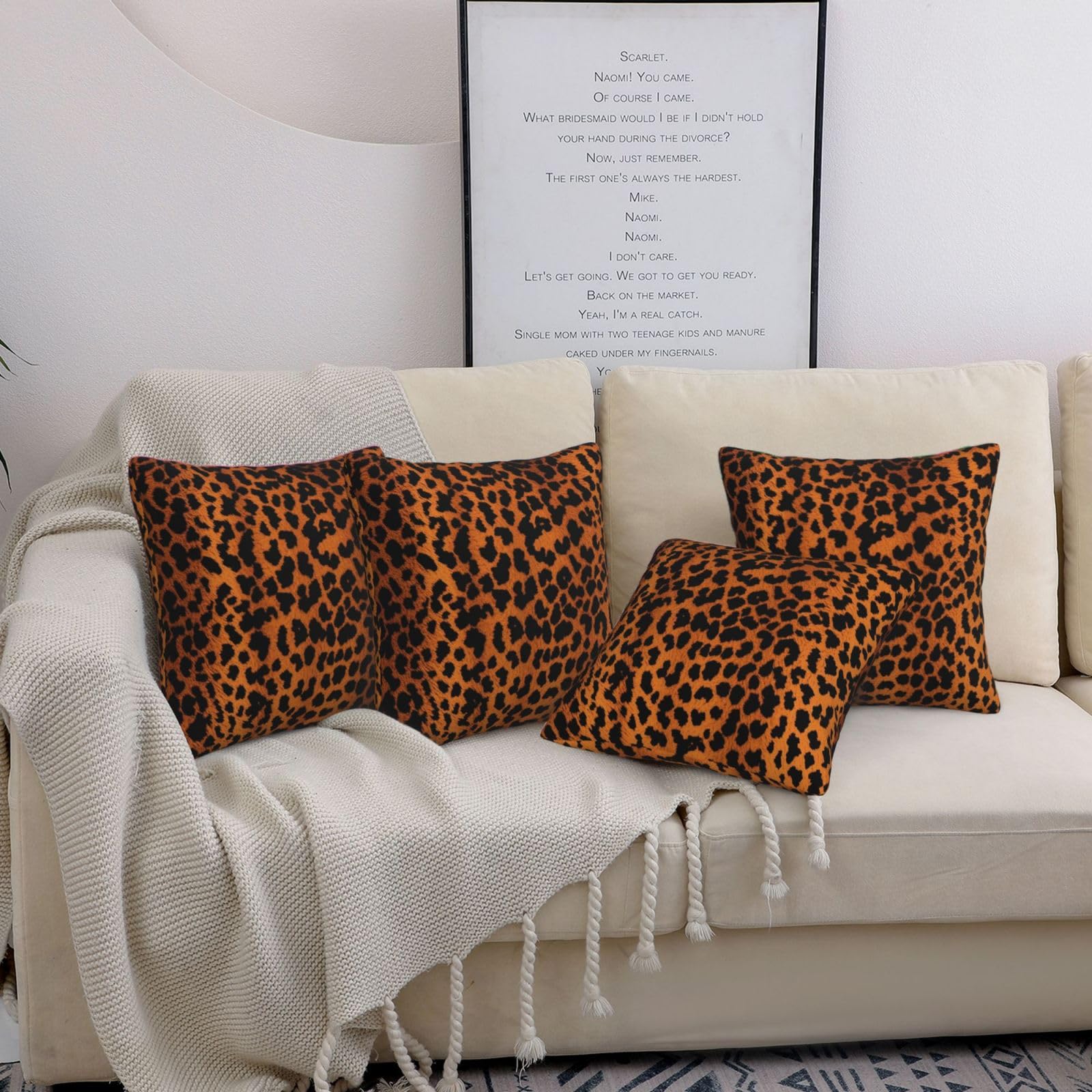 Housses de coussin carrées au design moderne léopard en tissu doux supérieur 50cm