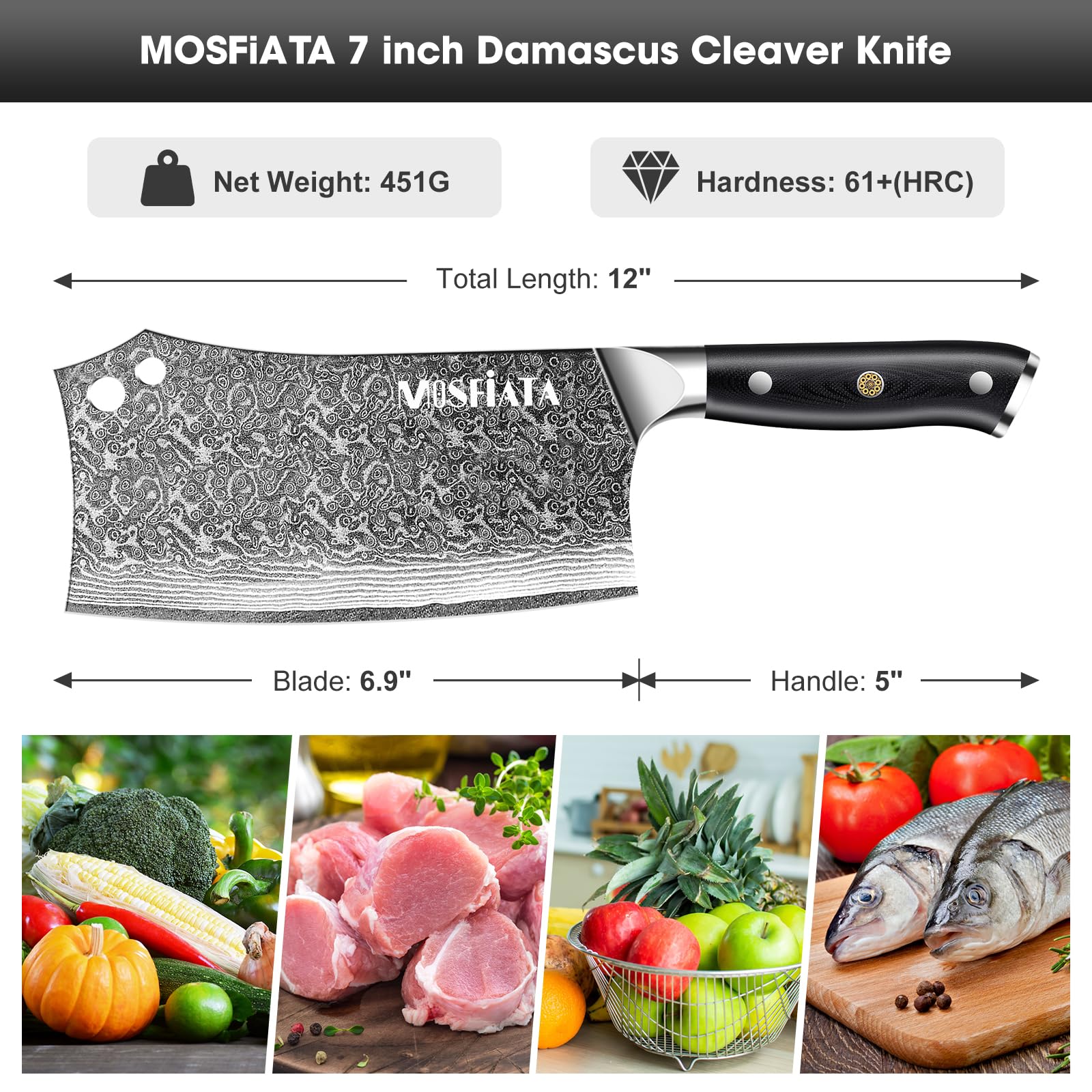 MOSFiATA Damastmesser Set 3-teilig - VG10 Stahl Mit Produktbild-Vorschau 11