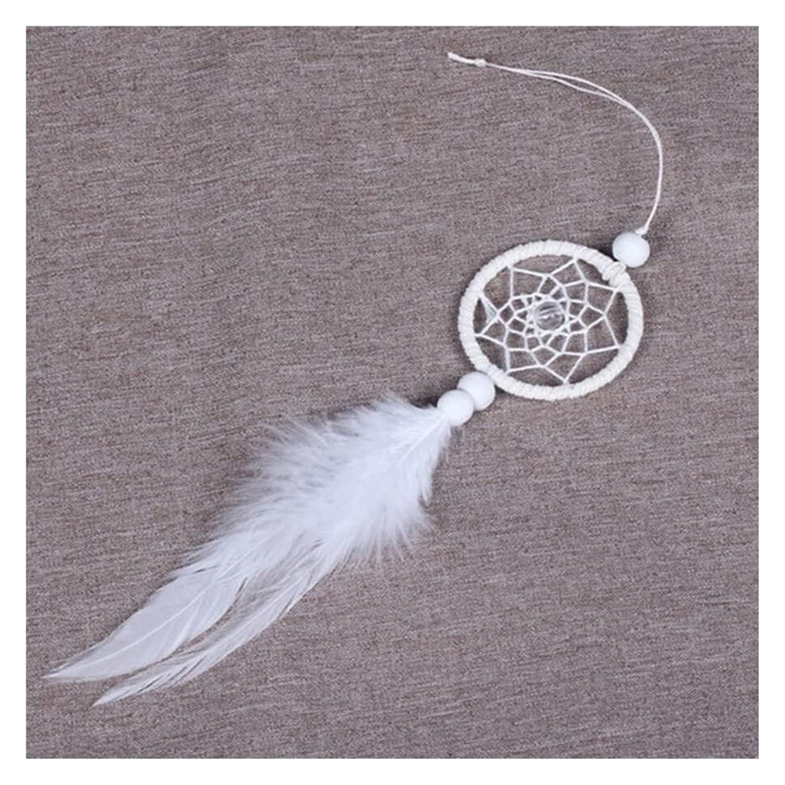 Wind Chime Mini Pure White Feather Dream Catcher Car Hanging Pendant Decor