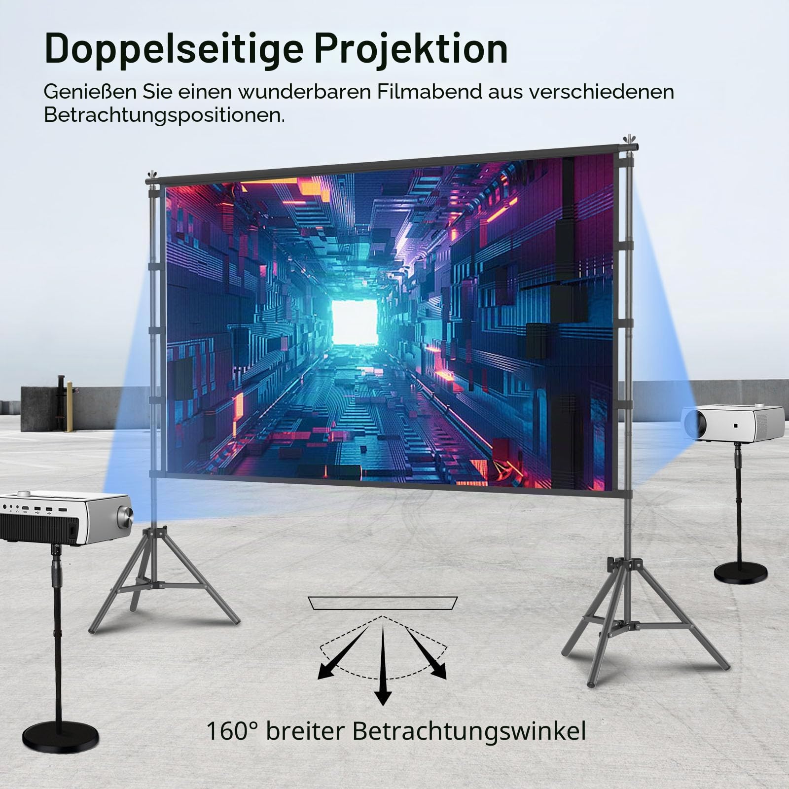 TOWOND Projektor-Leinwand, 100 Zoll (254 cm), tragbare Projektor-Leinwand und Ständer, Outdoor-Projektionsleinwand, 16:9, 4K-HD-Filmleinwand mit Tragetasche für Heimkino und Hinterhofkinoabende