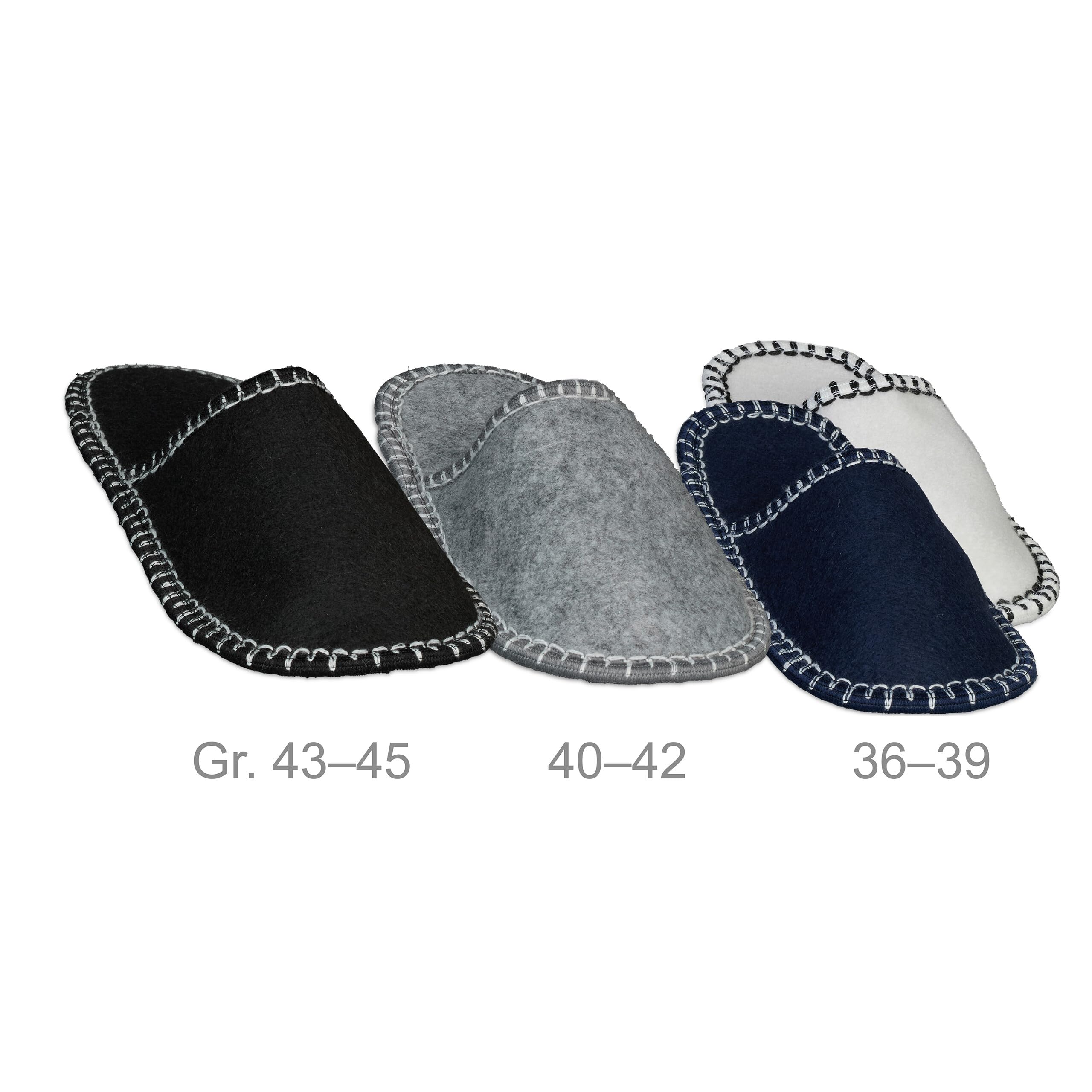 Relaxdays Lot de 8 Paires de Pantoufles pour Les convives, Semelle antidérapante, Feutre, Pochette Pratique, Multicolore