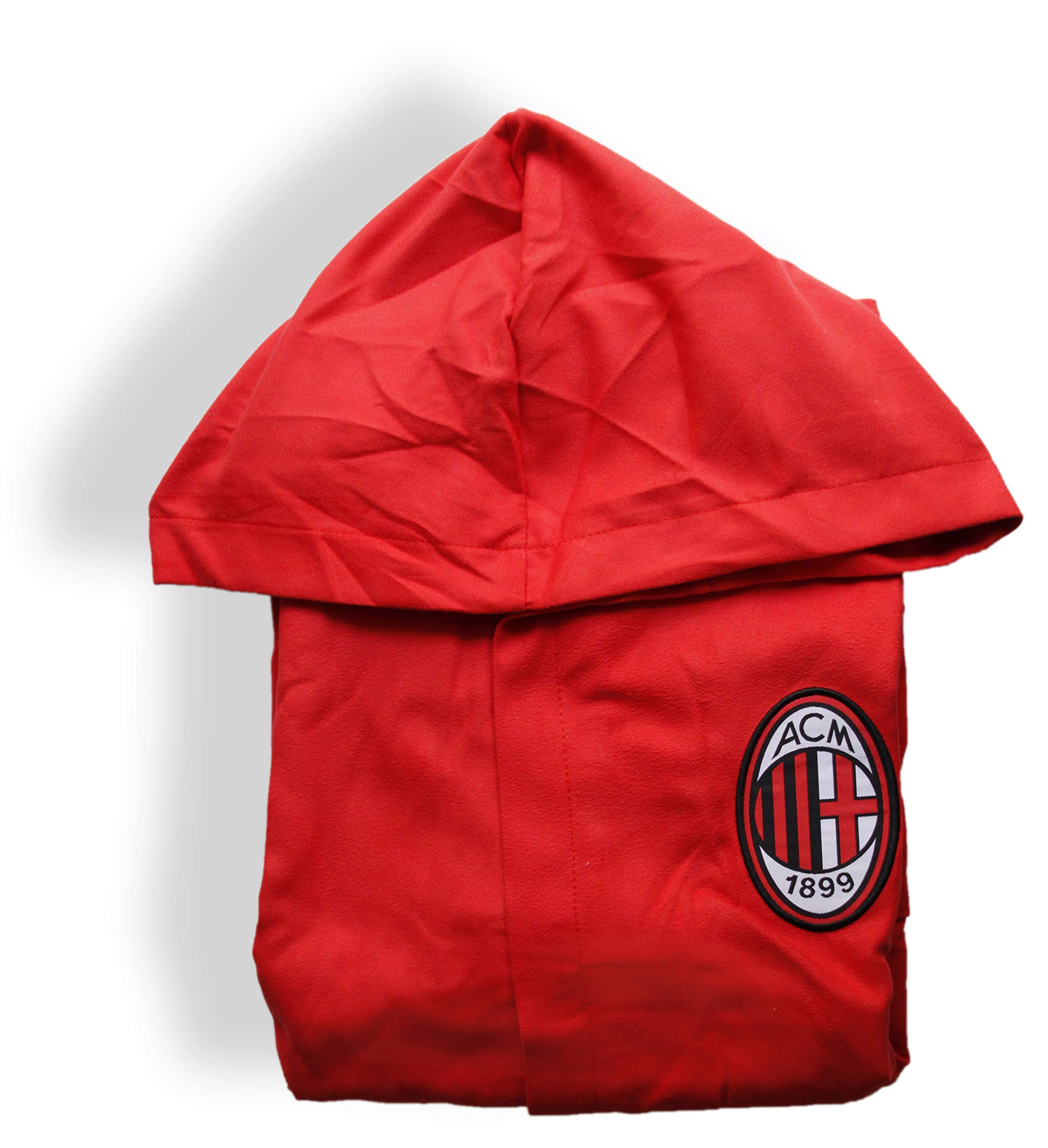 Accappatoio con Cappuccio in microfibra UFFICIALE MILAN A C TG S M L XL XXL ROSSO NERO Con Sacca UOMO Ragazzo (M - 46/48)