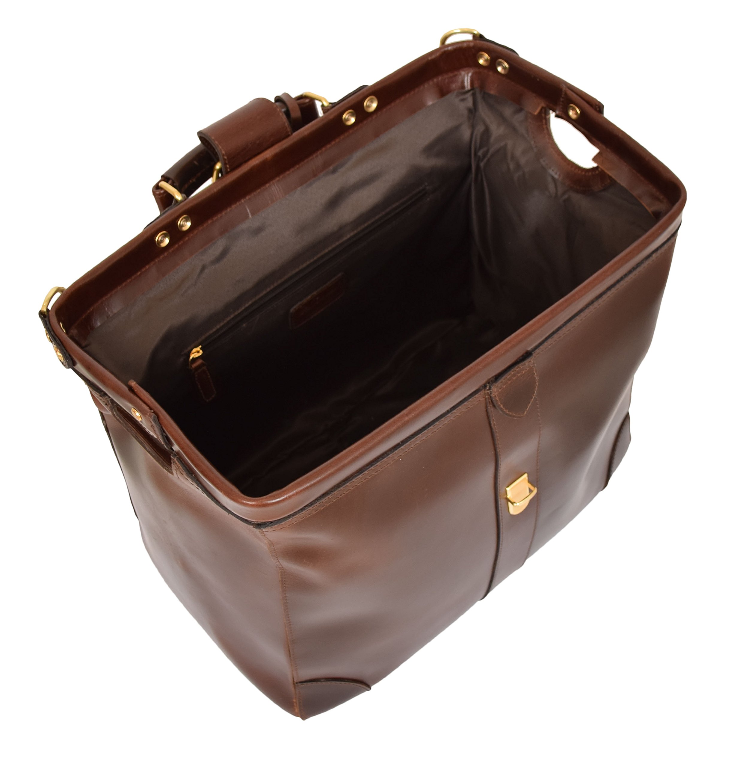 Bolso de Cuero Real para Médicos Cuerpo Cruzado Maletín Estuche Organizador Cortex Marrón