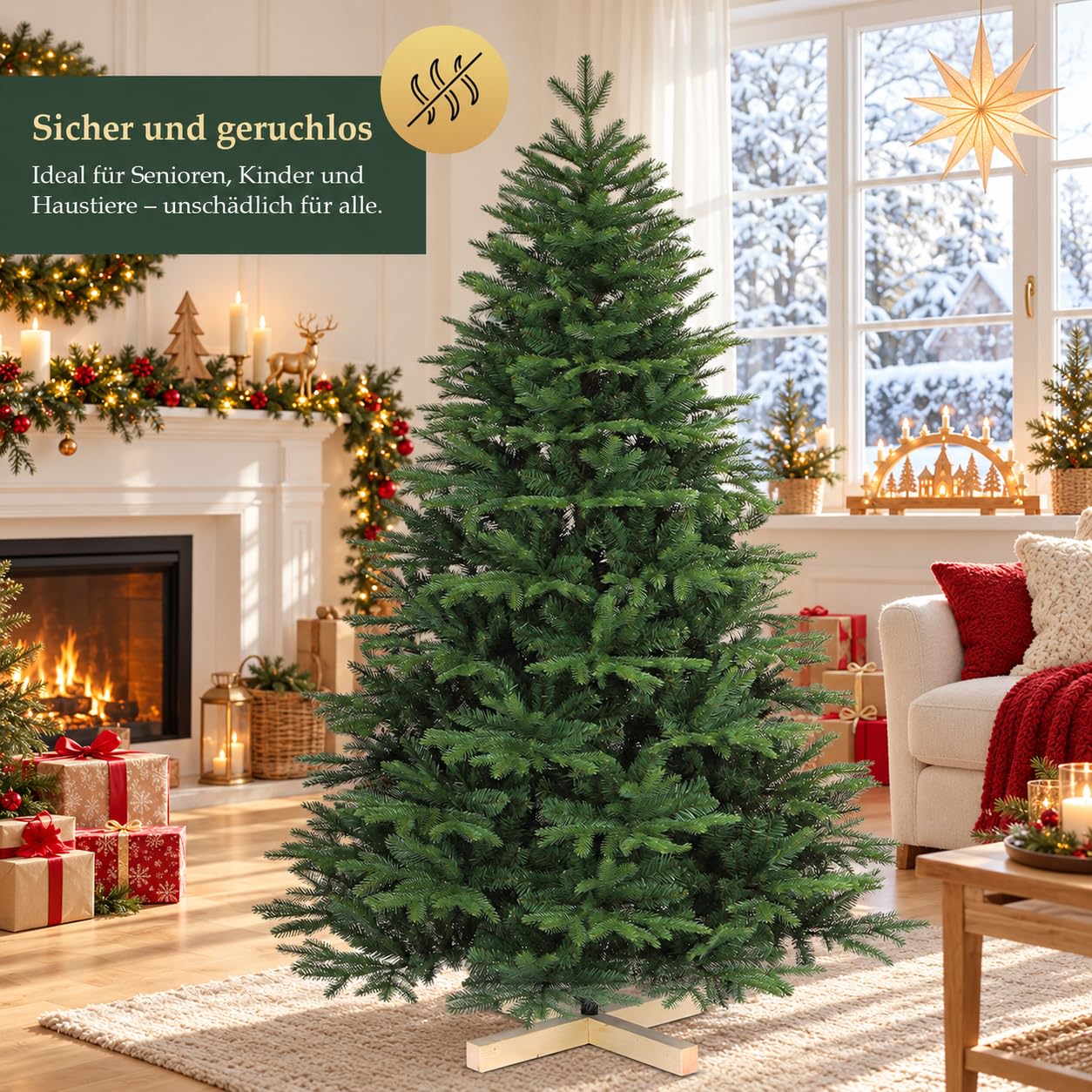 SALCAR Künstlicher Weihnachtsbaum 180 cm mit Spritzguss PE