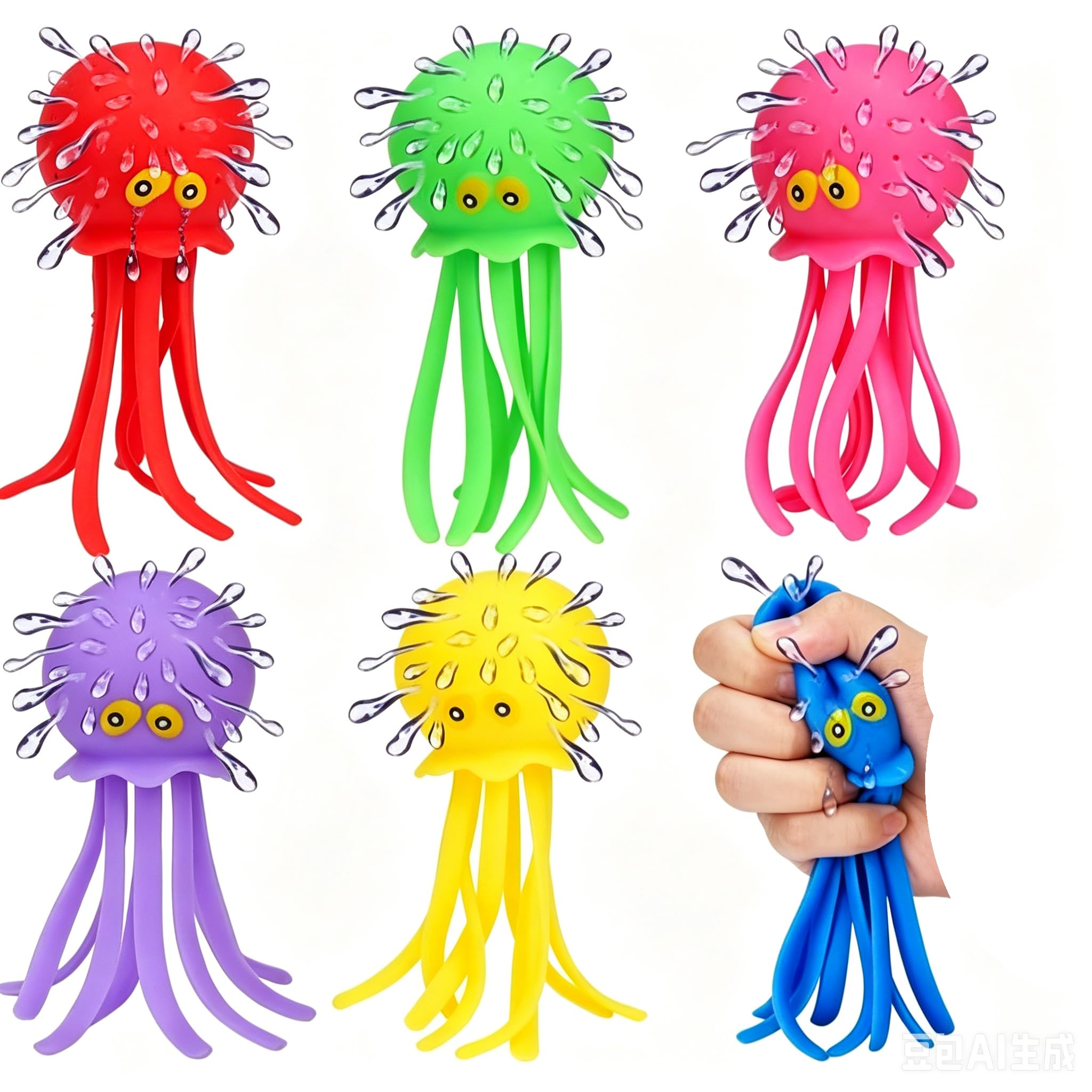 Octopus Water Balls, 6PCS Multicolored Octopus Floating Pool Toys, Interactive Splash Water Octopus, Carnival Mask, Party