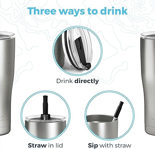 Miniatura 4 de Arctic Tumblers - Vaso de acero inoxidable para camping y viajes, con tapa a prueba de salpicaduras y popote, doble pared aislada al vacío, termo