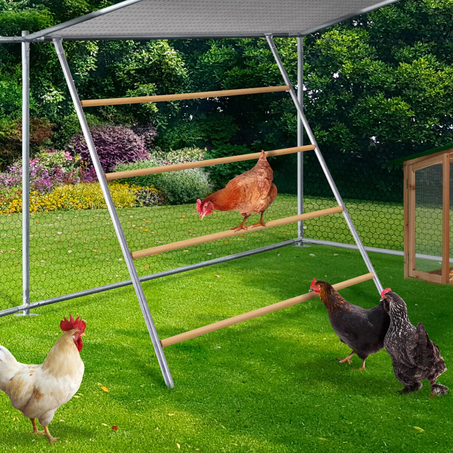 Perchoir Pour Poulailler En Bois - Structure Triangulaire Portable, Gain De Place, Pour Poules Et Jeunes Oiseaux