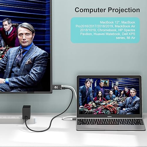 Miniatura 8 de MANMUVIMO Cable mini HDMI portátil compatible con Nintendo SwitchOLED, 2M6.6 pies, puerto de carga rápida de 100 W, cable adaptador USB-C a HDMI