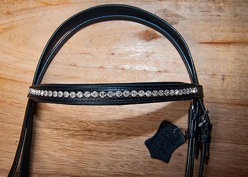 Vista 16 de Wonder Care Brida inglesa de cuero de vaca de grano superior para caballos, brida de caballo con banda, brida de caballo con riendas y bridas