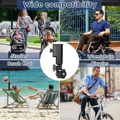 Miniatura 7 de Soporte de paraguas de carrito de golf resistente, base de aleación de aluminio ajustable de 180, resistente al viento, soporte universal para