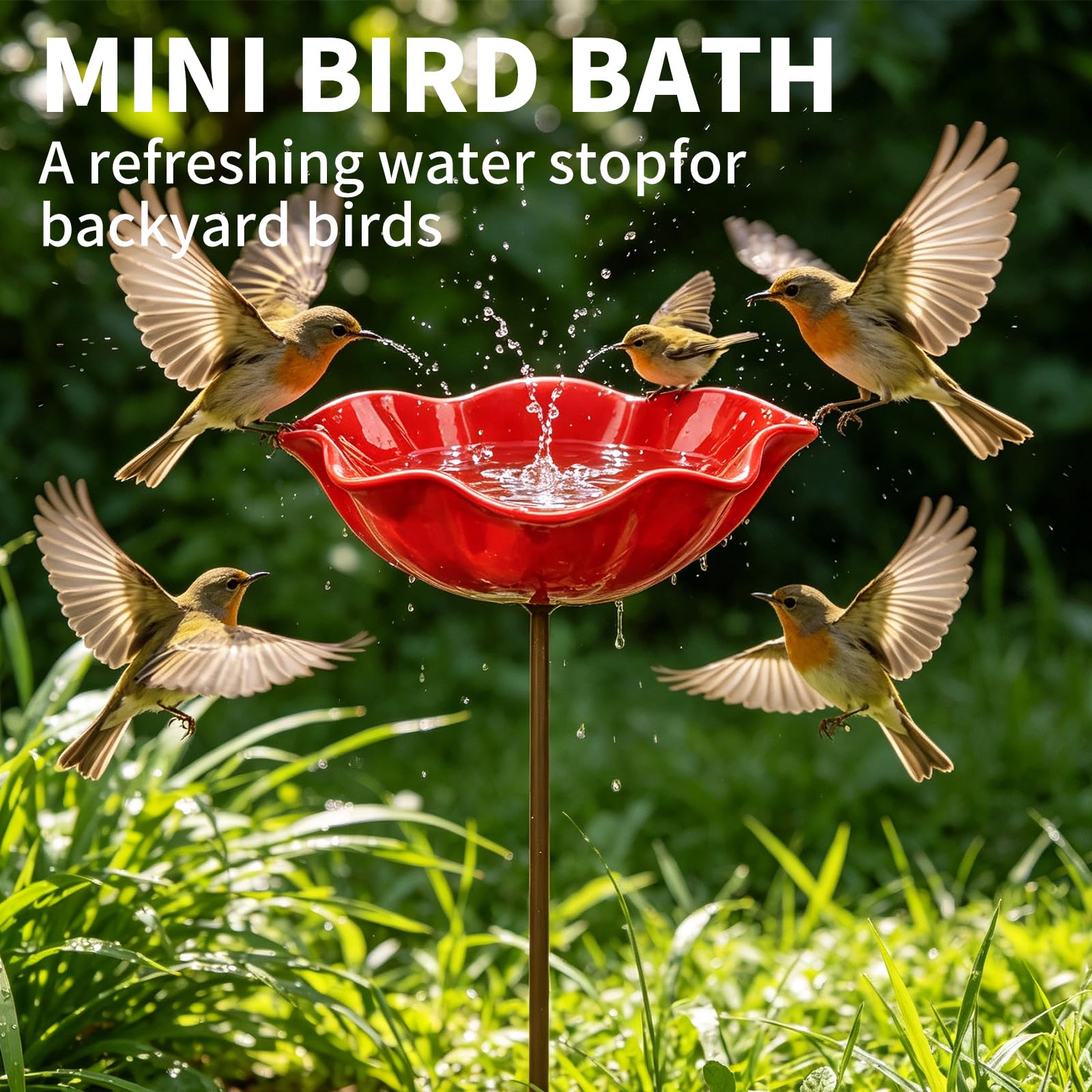 Handmade Metal Flower Garden Stake Bird Bath, Flower-Shaped Bee Watering Station for Garden, Bee Watering Floral Stake Station, Butterfly Bee Bath Bowl for Outdoor Yard Patio Pathway Decor (Yellow) - 3
