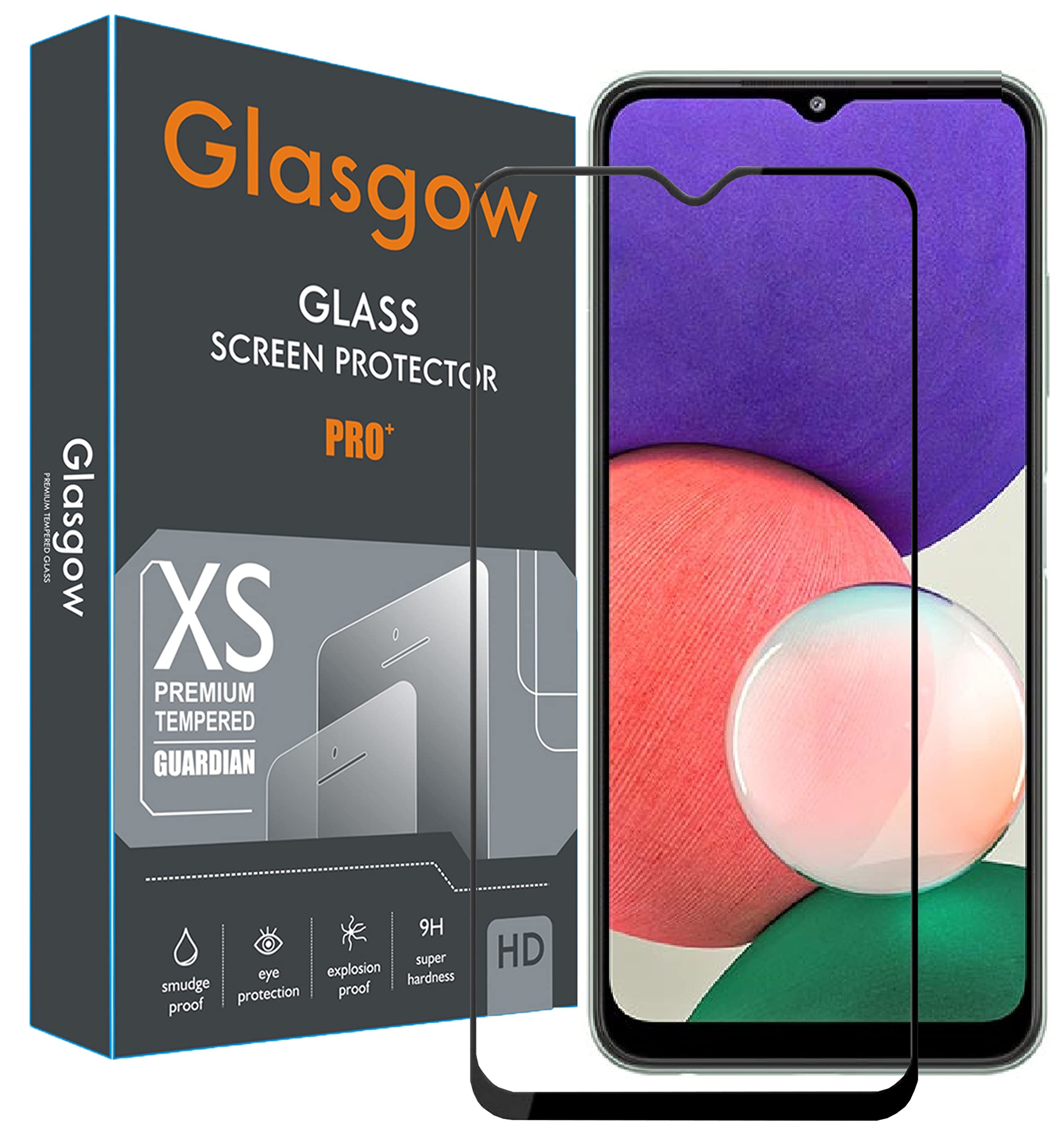 Glasgow Full Protection Tempered Glass for Samsung Galaxy F23 5G Top Notch Edge to Edge Full Screen Coverage [Anti-Scratch] [Gorilla] [Free Cleaning Kit Included] - Black (B09VFG7XP4) Amazon Price History, Amazon Price Tracker