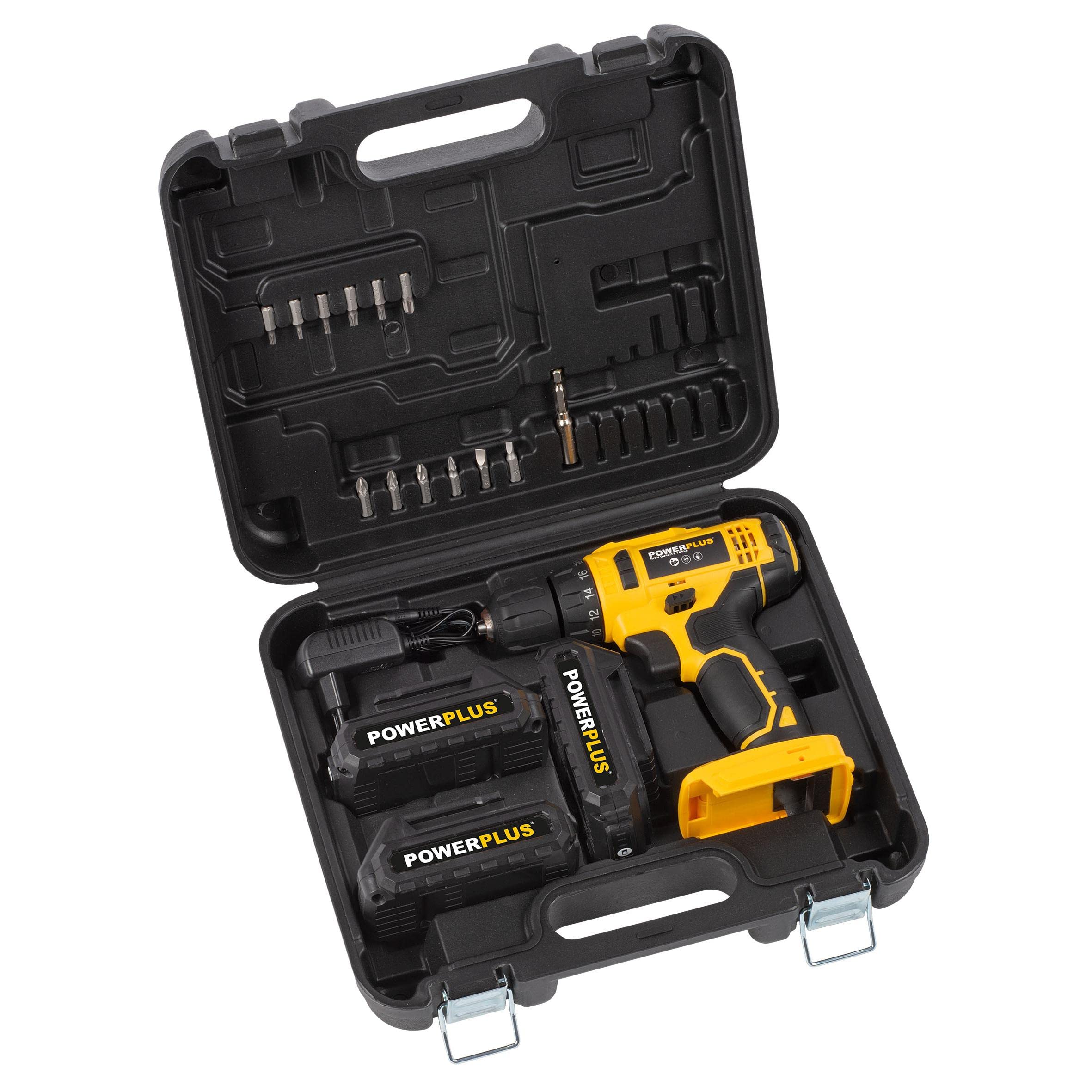PowerPlus POWX00500 POWX00500-Taladro/atornillador 20V 3 baterías, Multicolor