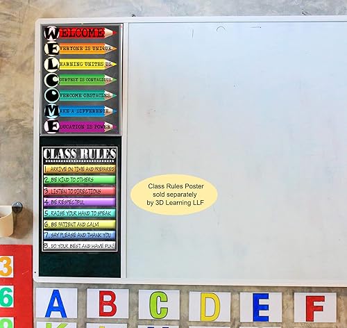 Miniatura 5 de 3D Learning LLF Póster de bienvenida para aulas, laminado de 14 x 19.5 pulgadas, decoración de puerta de aula de regreso a clases, suministros para