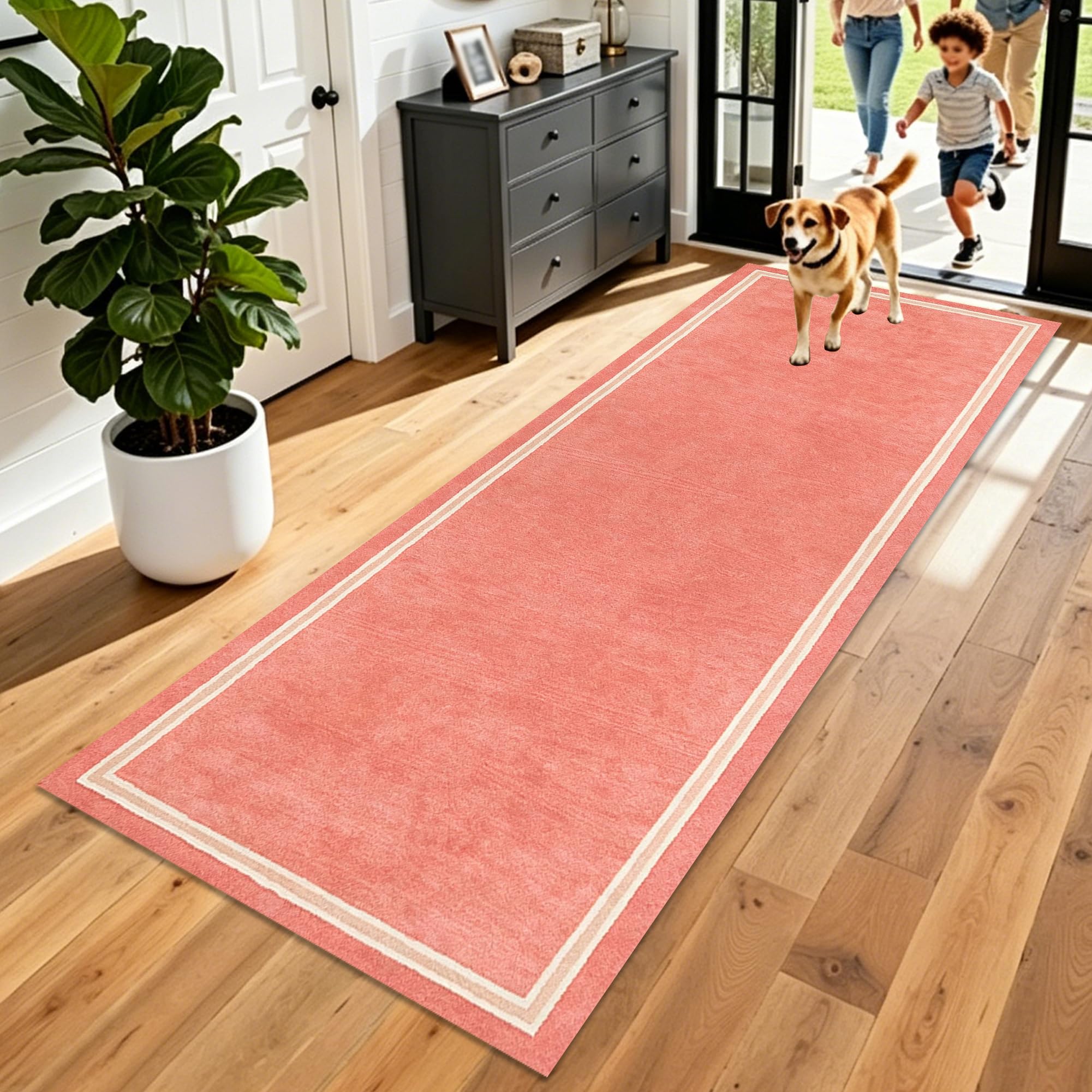Alfombra entrada del salón lavable de pelo corto para proteger el suelo de niños y mascotas