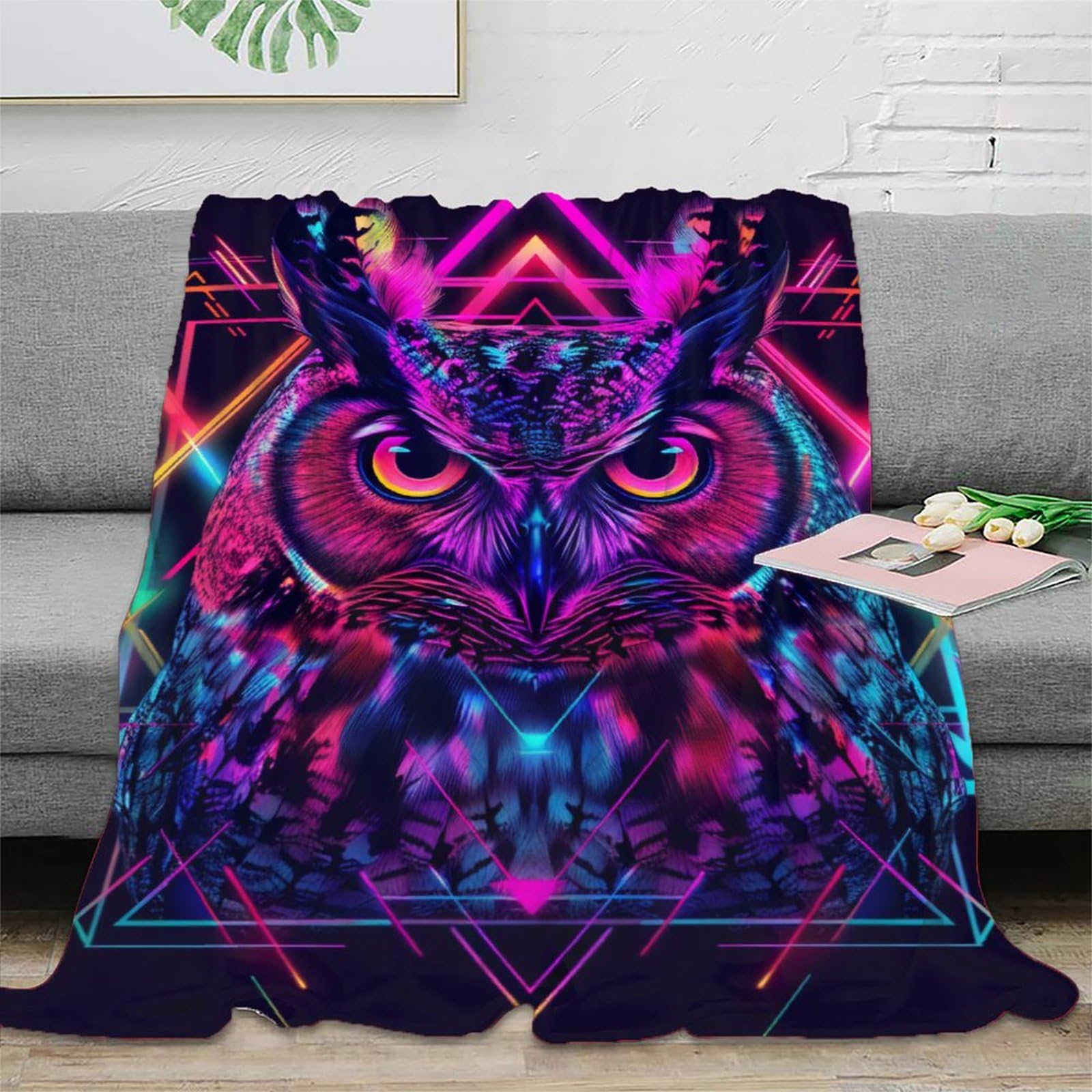 DHBANEIOK Owl Theme Blanket Stylishbed Blanket 3D Printed Bedding Decorative Super Soft Warm Bed Blanket For Living Room for Bed Couch Blanket Adult Kids 50x60inch(127x152cm)