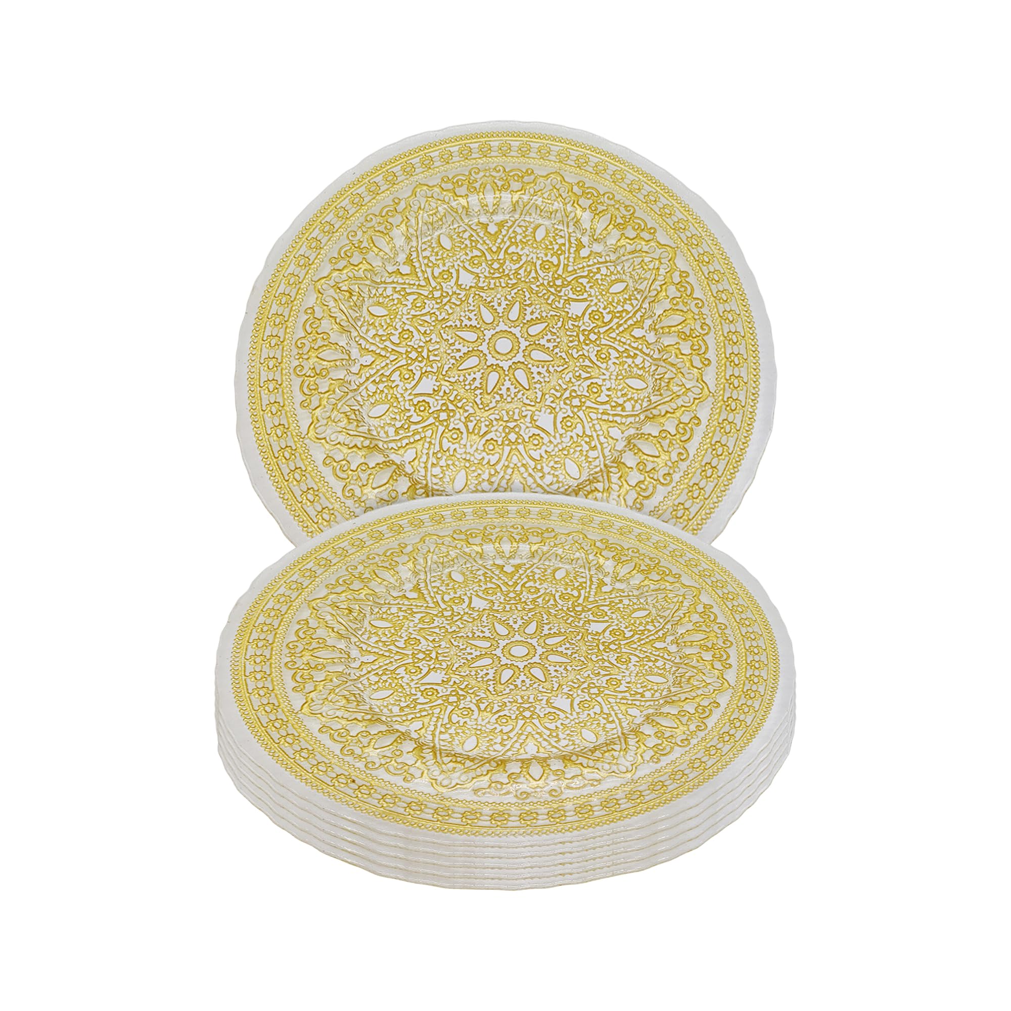 Elegantes platos de carga con diseño de flor de mandala dorada, 33 cm, elegantes platos inferiores para bodas, fiestas, aniversarios, cumpleaños, vajilla, eventos de catering y eventos especiales, 6