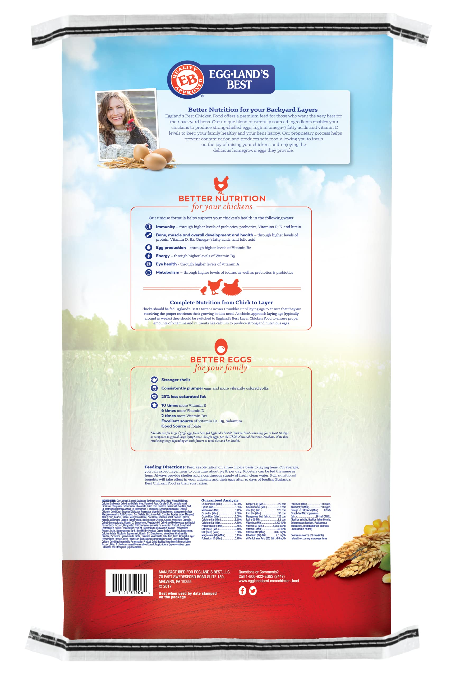 Eggland's Best All Natural 17% Layer Crumbles Chicken Food, 40 lbs.