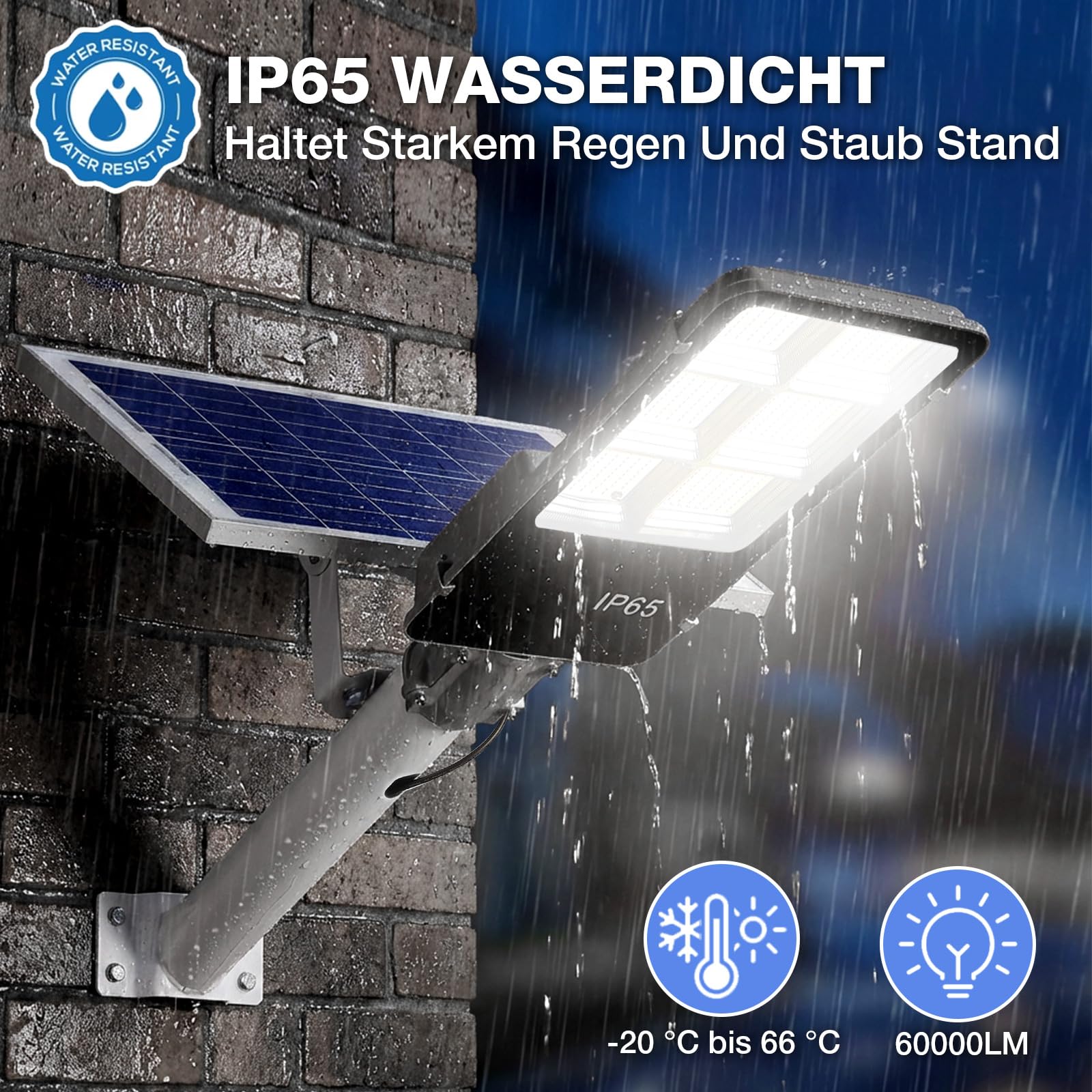 Solarlampen für Außen mit 462 LEDs, 40000LM Solar Straßenleuchte mit Bewegungssensor & Fernbedienung, IP65 Wasserdichte 20000mAh Solarleuchte für Garten, Hof, Garage und Parkplatz, 6500K Kaltweiß