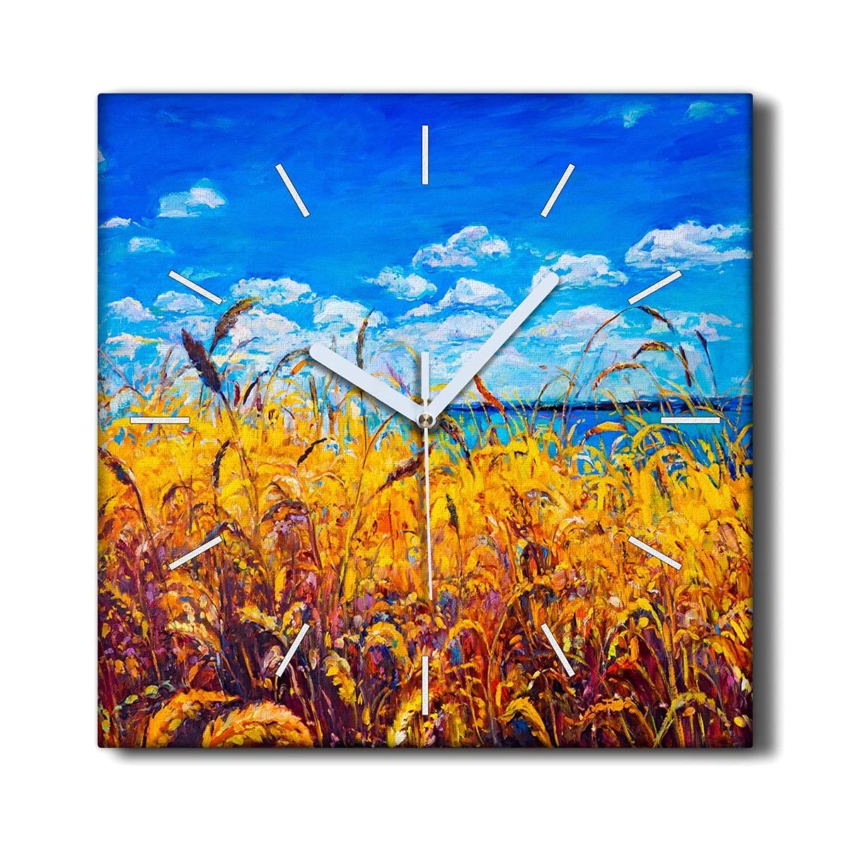 Horloge sur Toile anti-bruit pour Salon Décoration Murale 30x30cm sans tic-tac