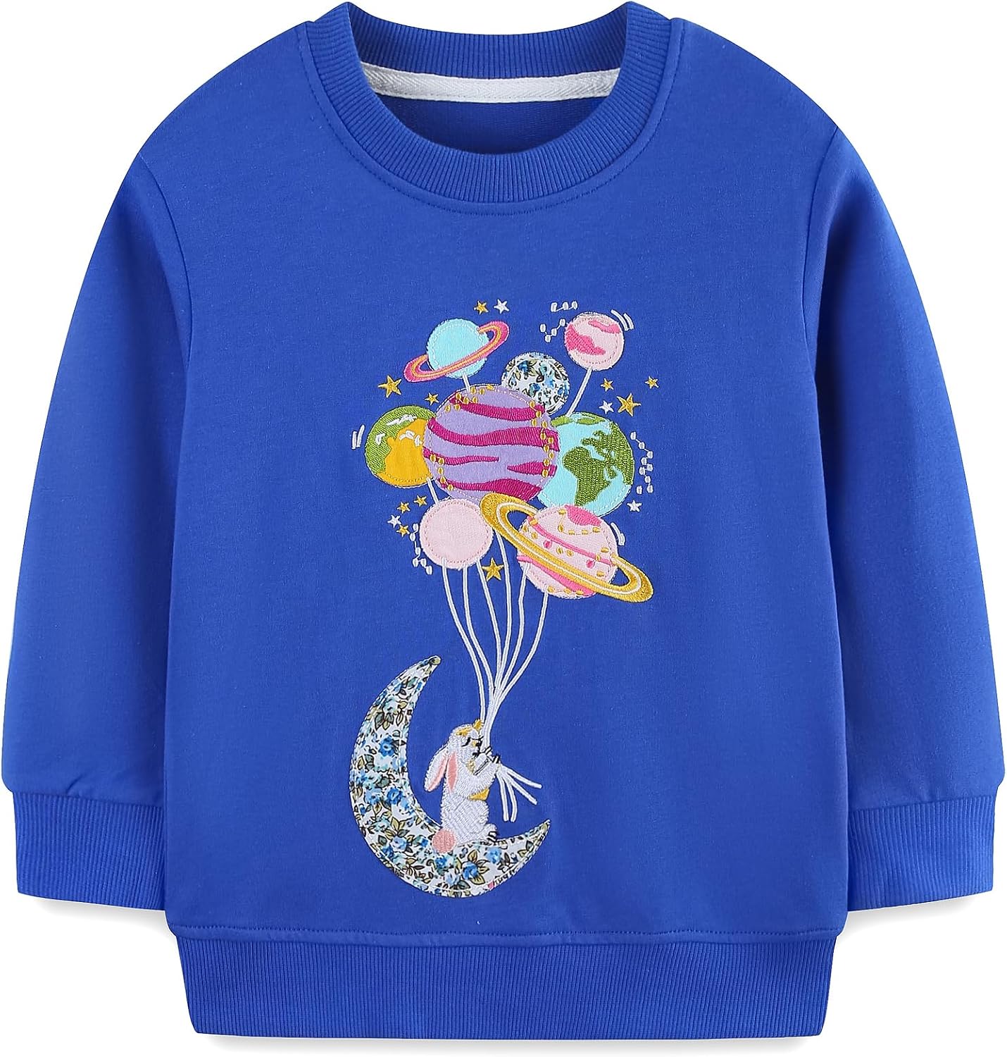 FreeLu Girls Cotton Pullover Sweatshirts Kids Cute Cartoon Printed Crewneck Tops
