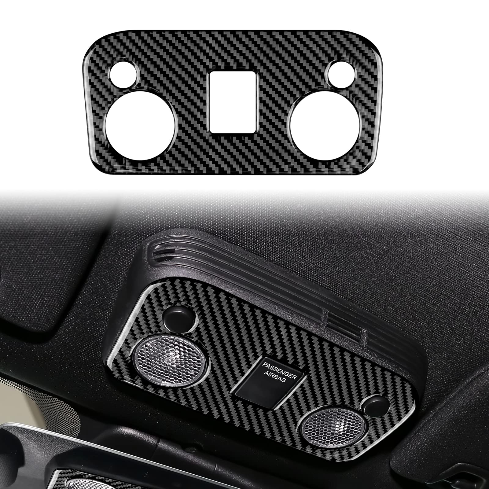 JUPIZEUSJUPIZEUS Carbon Fiber, for Ford Mustang Accessories, Car Ineer Fornt Roof Reading Light Trim Sticker for Ford Mustang 2015 2016 2017 2018 2019 2020 2021 2022, Auto Interior, Black