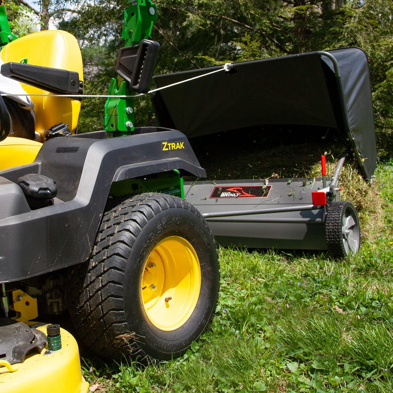 Brinly LS2-42BH-S 42" Tow-Behind Lawn Sweeper in Gunmetal Finish with Universal Hitch