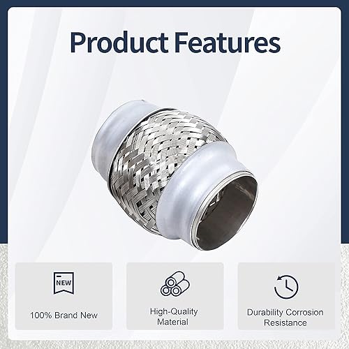 Miniatura 33 de Tubo flexible de escape trenzado de acero inoxidable 3 pulgadas x 6 pulgadas con extremos 8 pulgadas OAL