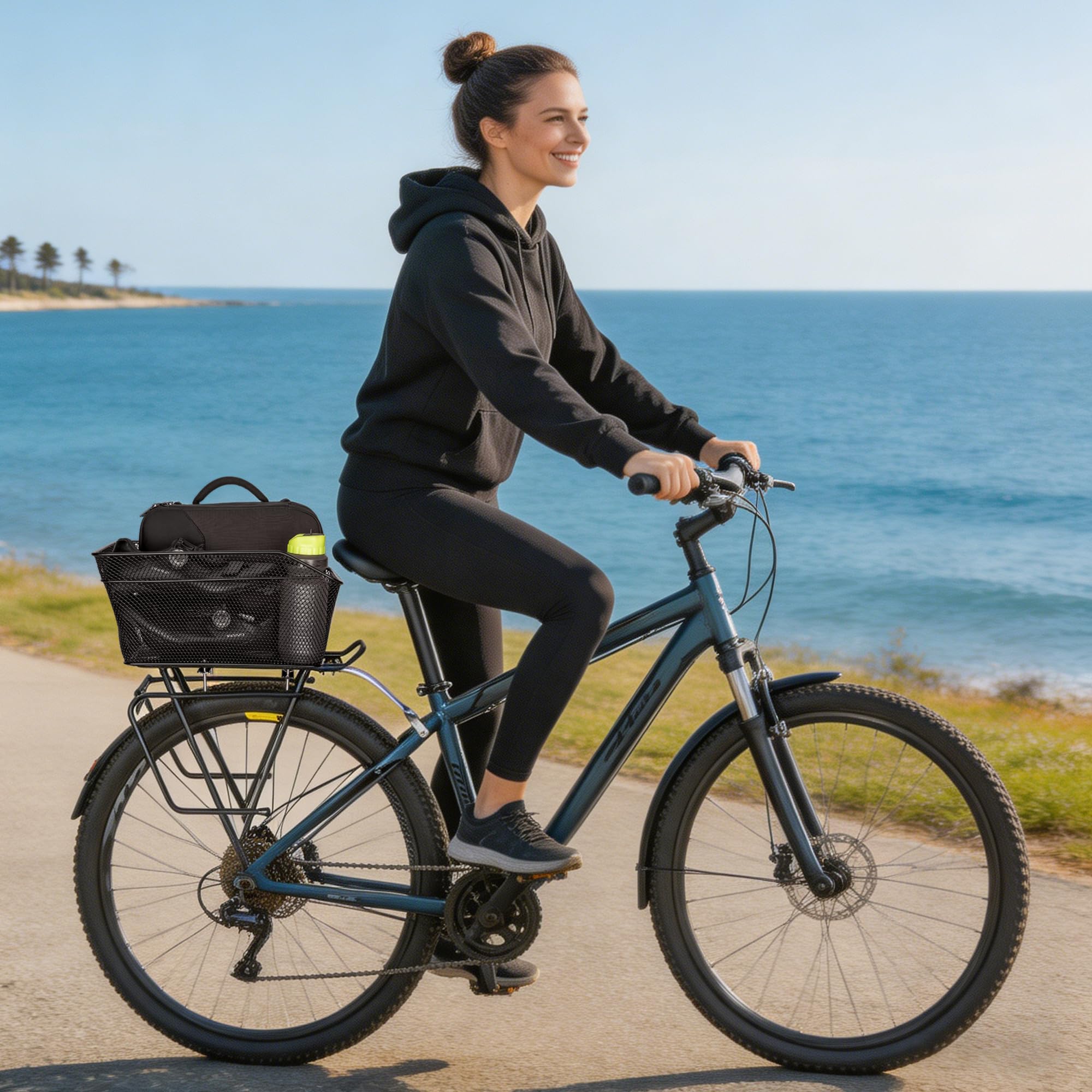 Fahrradkorb hinten – Robuster Gepäckträgerkorb aus Stahl mit Regenabdeckung, für Fahrrad und E-Bike, ideal für Alltag, Einkauf und Pendeln