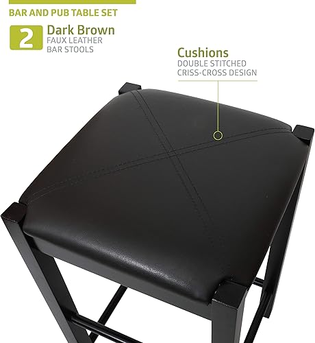 Miniatura 4 de Pearington Remington - Juego de mesa de bar y bar de altura alta con 2 sillas, color marrón