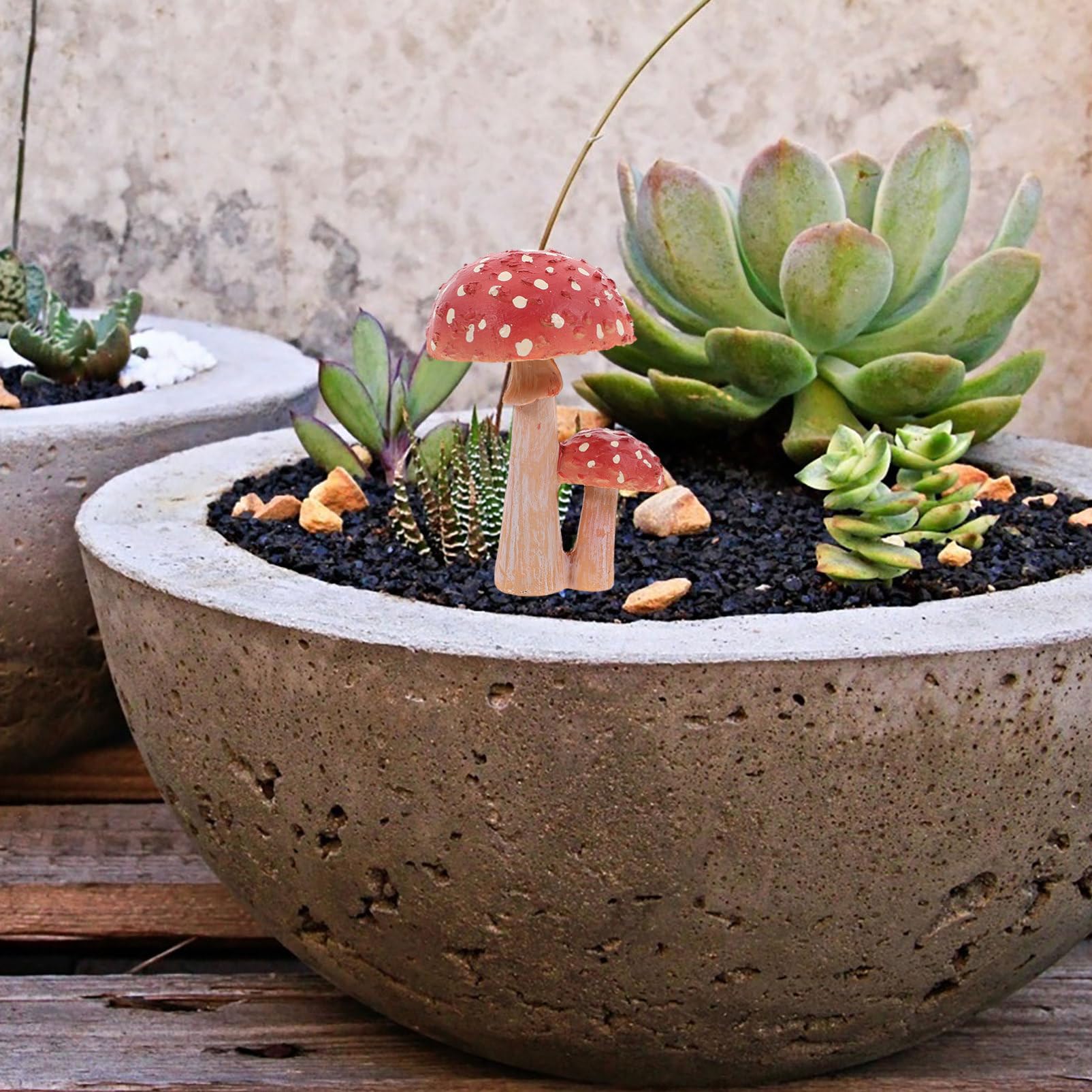 Mipcase 4 Pièces Ornements De Bonsaï De Champignons Topper Cupcake Aux Champignons Décor De Petits s Décor De Terrarium De s Bonsaï Pot De Fleur Résine