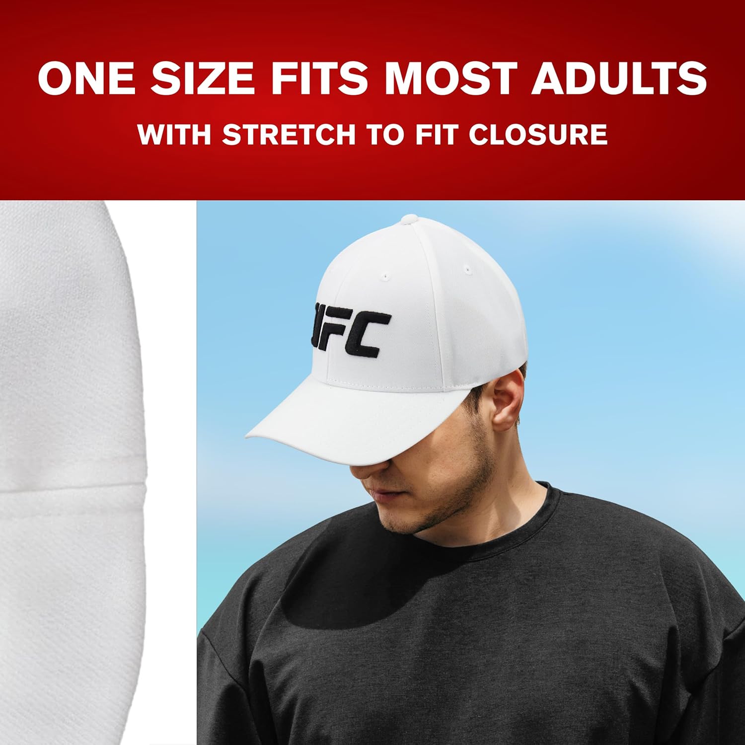 Concept One Unisex Adult UFC Baseball Hat, 6 Panel Adult Flex Fit Active Sport Cap with Curved Brim