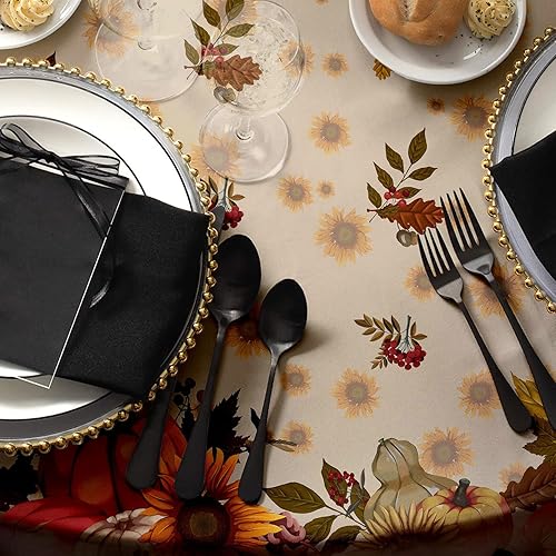 Miniatura 2 de Mantel rectangular de decoración de otoño de Acción de Gracias, con doble borde, perfecto para otoño, cosecha, festival, fiesta, cocina, comedor, 60