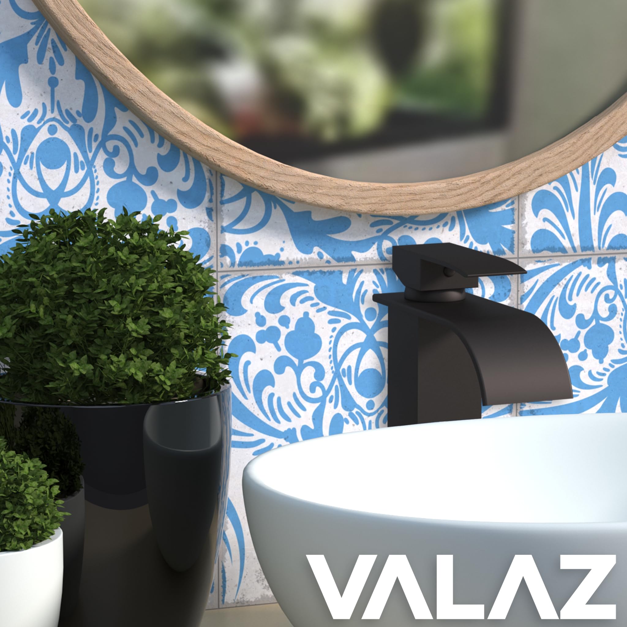 VALAZ Grifo Lavabo Negro Mate Monomando Serie Aljibe | Grifo Monomando Lavabo, Mezclador Agua Fría y Caliente, Ahorro de Agua | Instalación Fácil y Rápida | Latón, Inoxidable