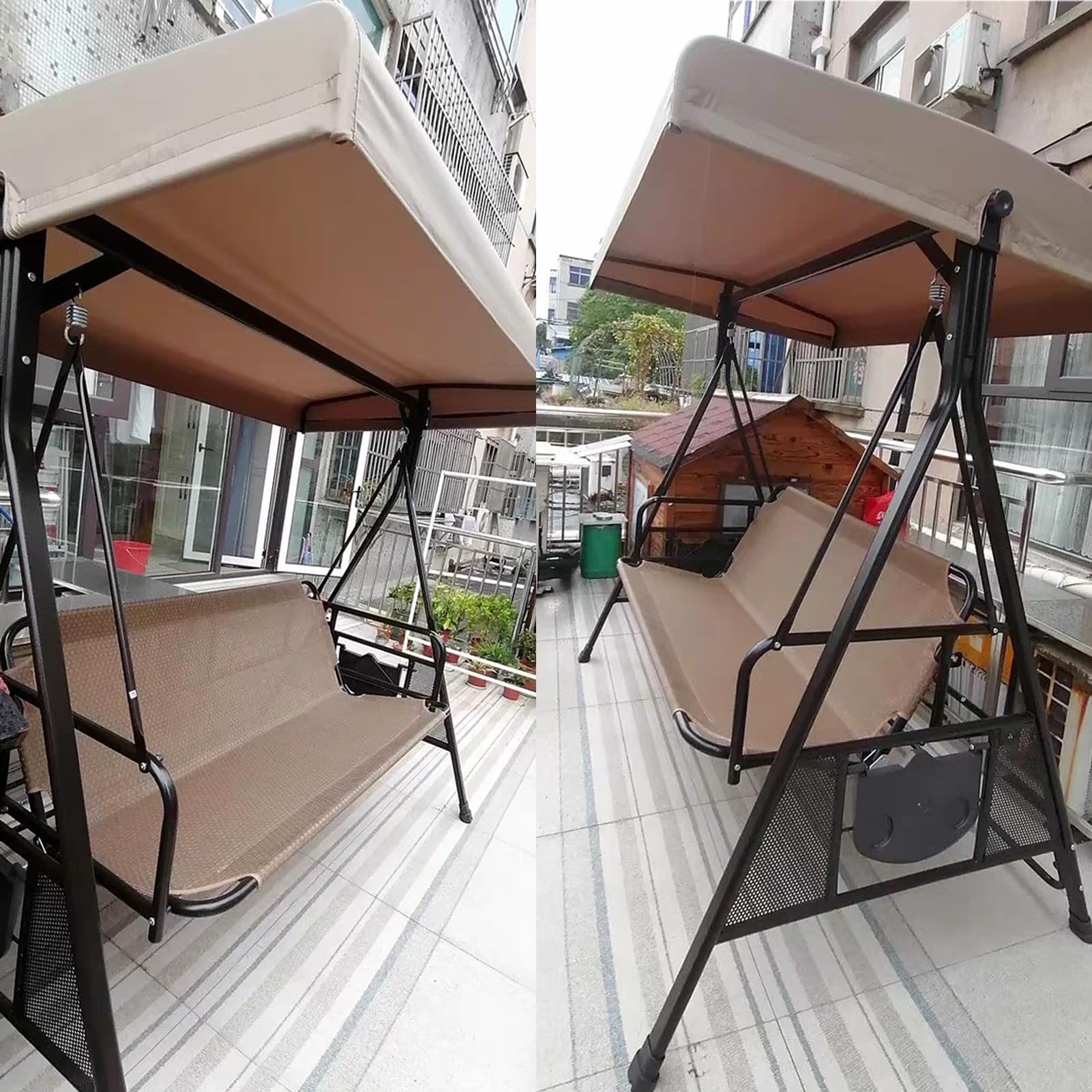 Toldo de repuesto para columpio de exterior, tela de poliéster impermeable para banco de 23 plazas, color azul, 192 x 124 cm, perfecta para patio, porche, duradera y elegante