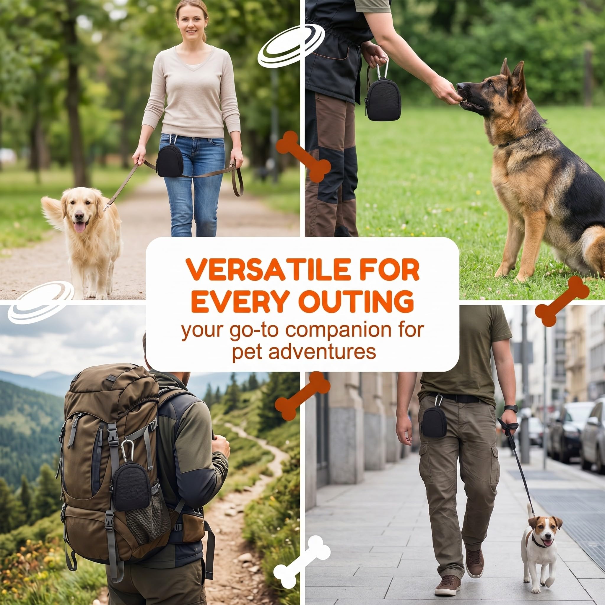 2 Pezzi Borsa Cane, Sacchetto Premietti Cane per Addestramento, Porta Snack per Cani con Clip da Cintura, Impermeabile e Portatile per Outdoor, Nero