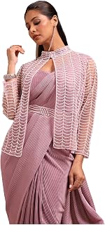 Soch Womens Nylon Blend Solid Ready To Wear Saree With Beads Price In India