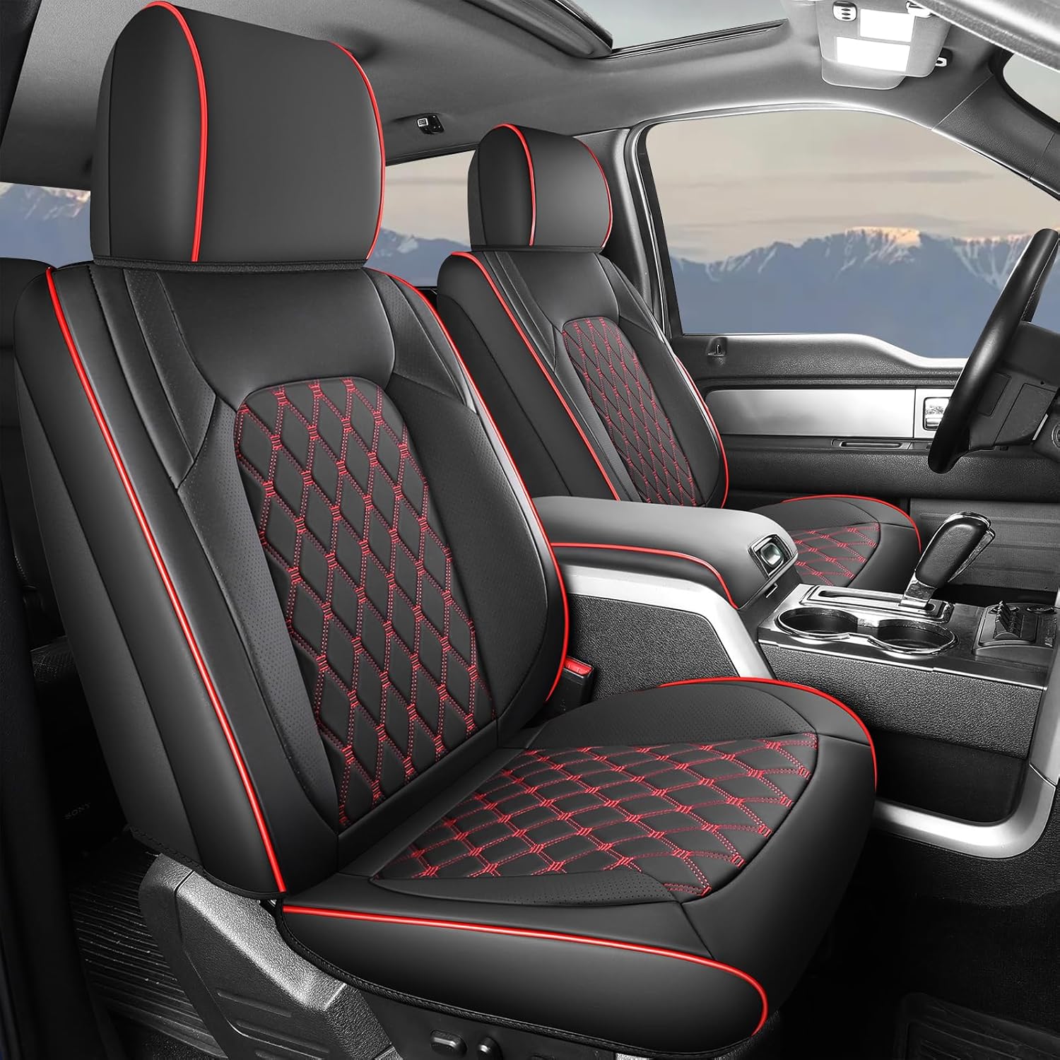 Umbrauto Seat Covers Custom Fit Ford F150, Waterproof Leather Pickup Truck Seatcovers for 2015-2025 Ford F150 SuperCrew/ 2017-2025 F250 F350 F450 Super Duty Crew Cab XL XLT Lariat King Ranch PlatinumG