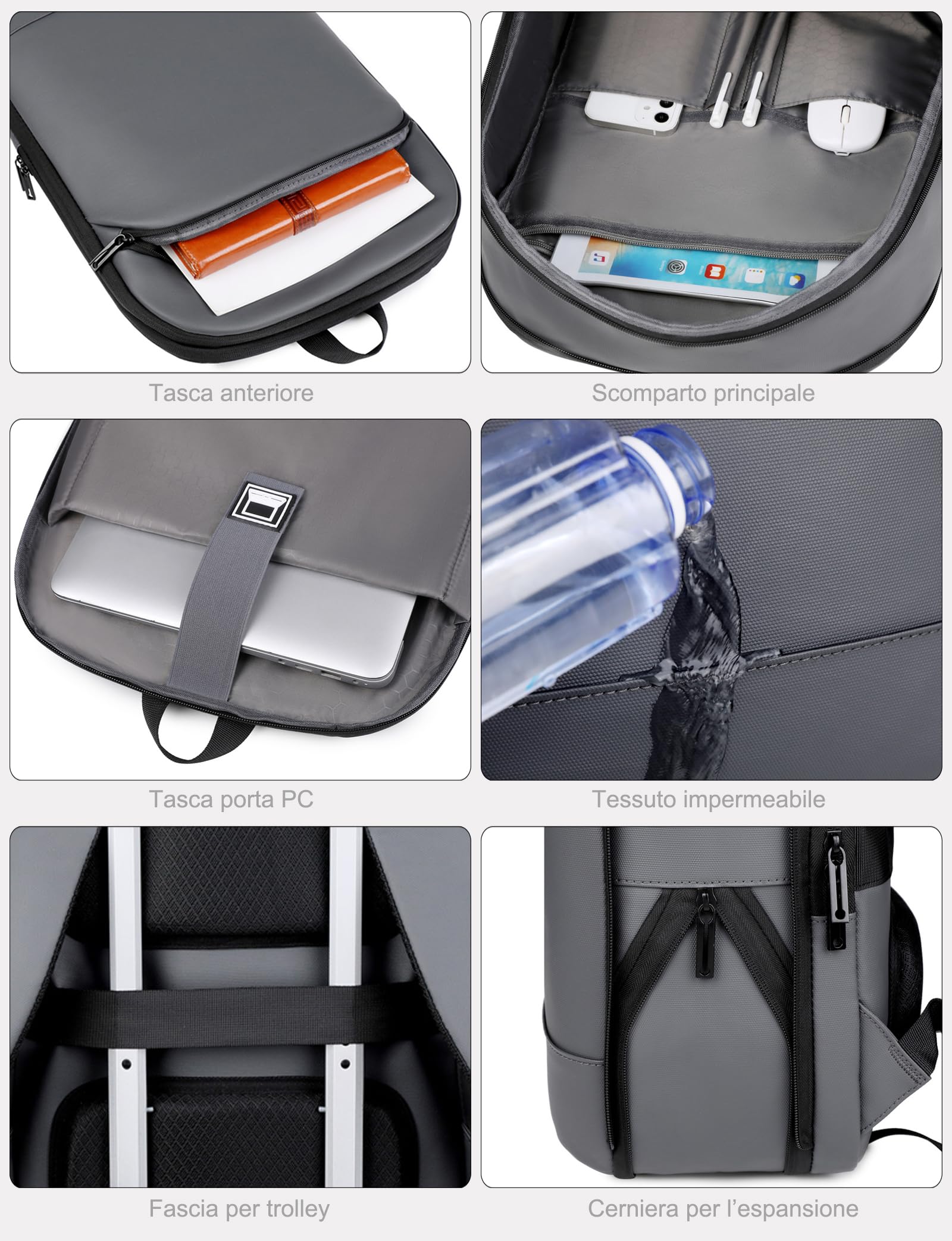Zaino Porta PC Ultra Slim Espandibile per Portatile fino a 16 pollici Borsa Sottile Leggero Impermeabile KM20